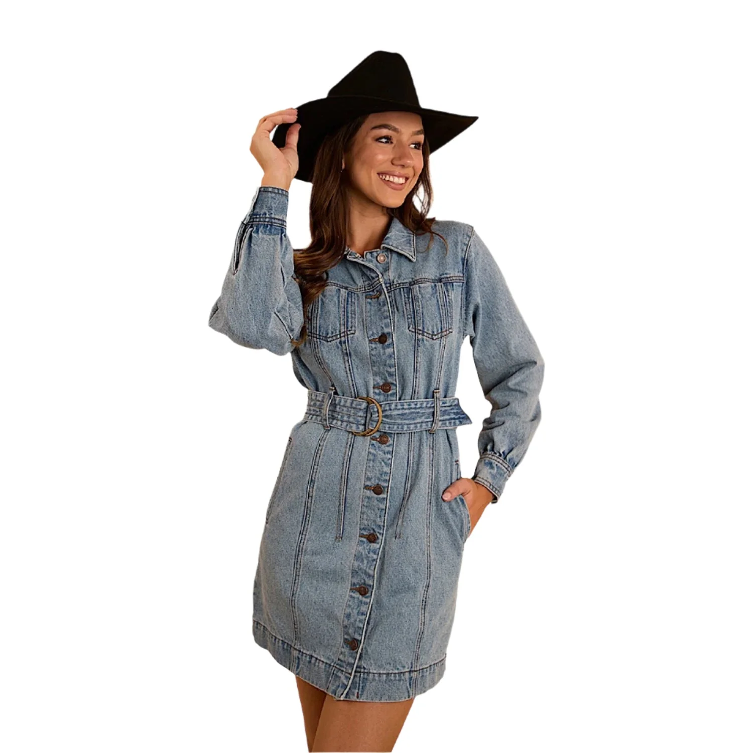 Ringers Western Women's Korin Mini Dress - Mid Wash Blue - Image 2