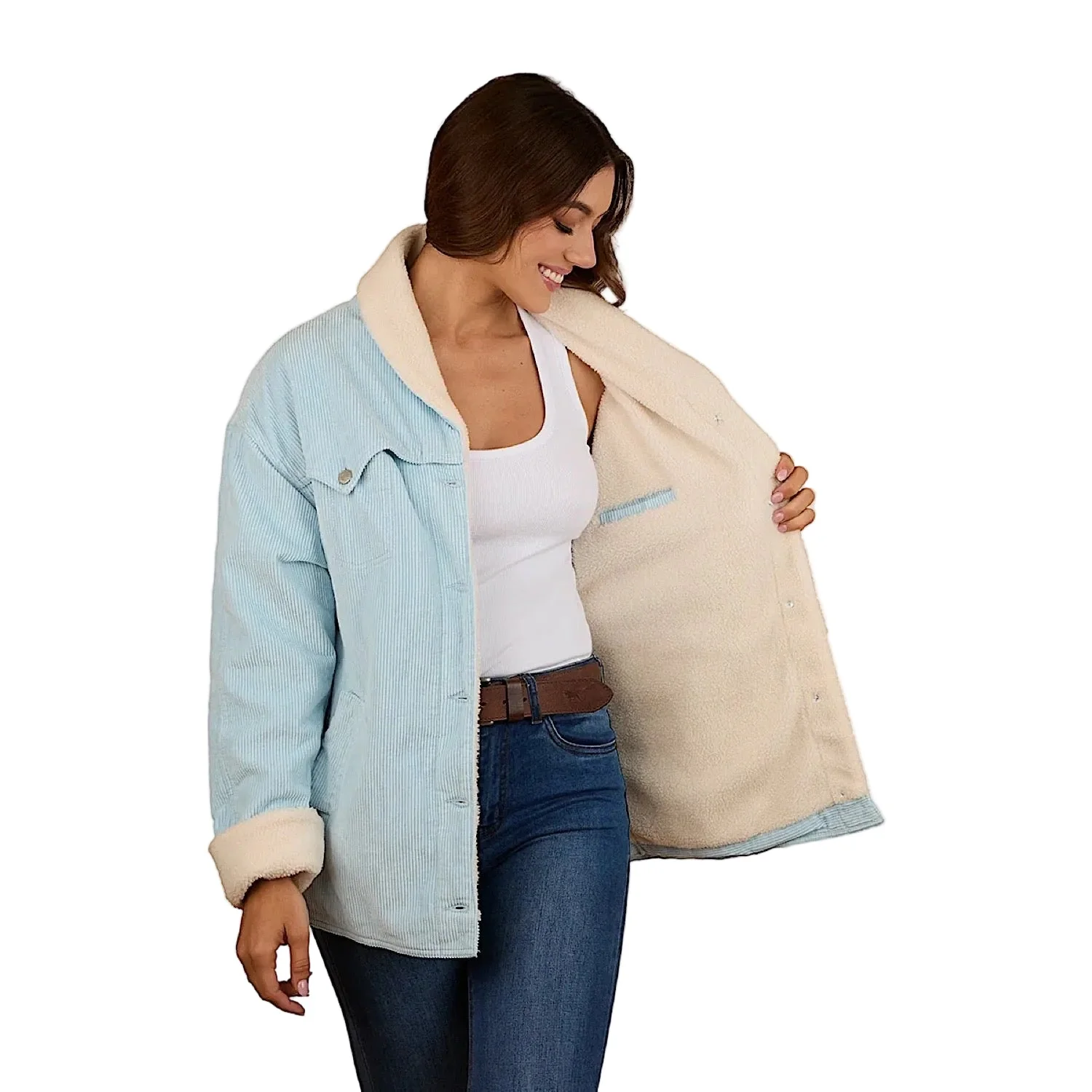 Ringers Western Women's Lacey Sherpa Jacket - Ice Blue - Image 3