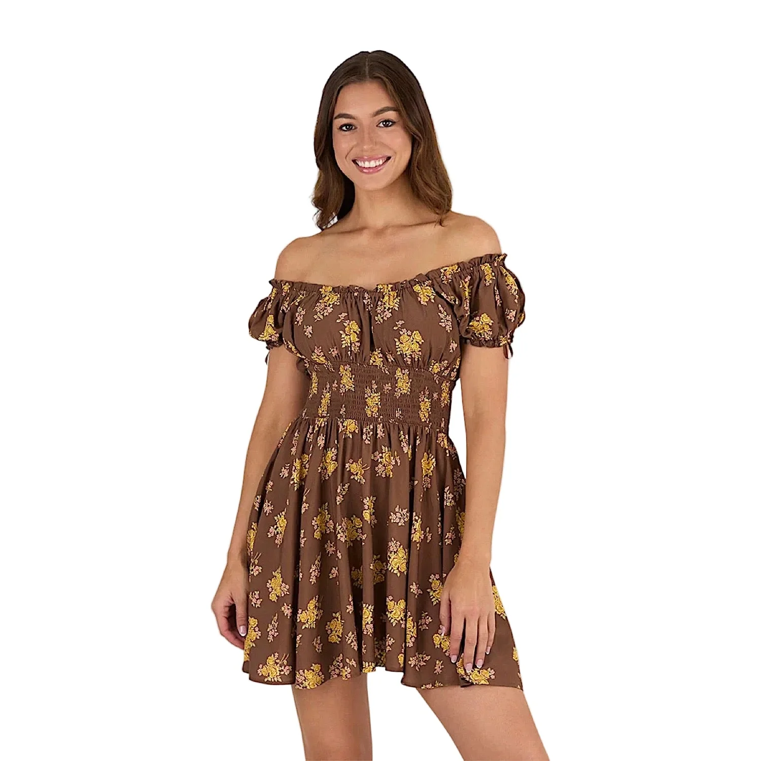 Ringers Western Women's Madison Shirred Mini Dress - Toffee