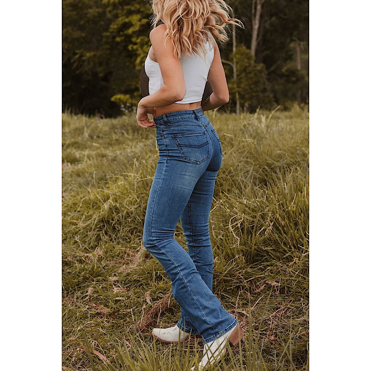 Ringers Western Women's Penny High Rise Bootleg Jean Coolmax - Vintage Blue - Image 4
