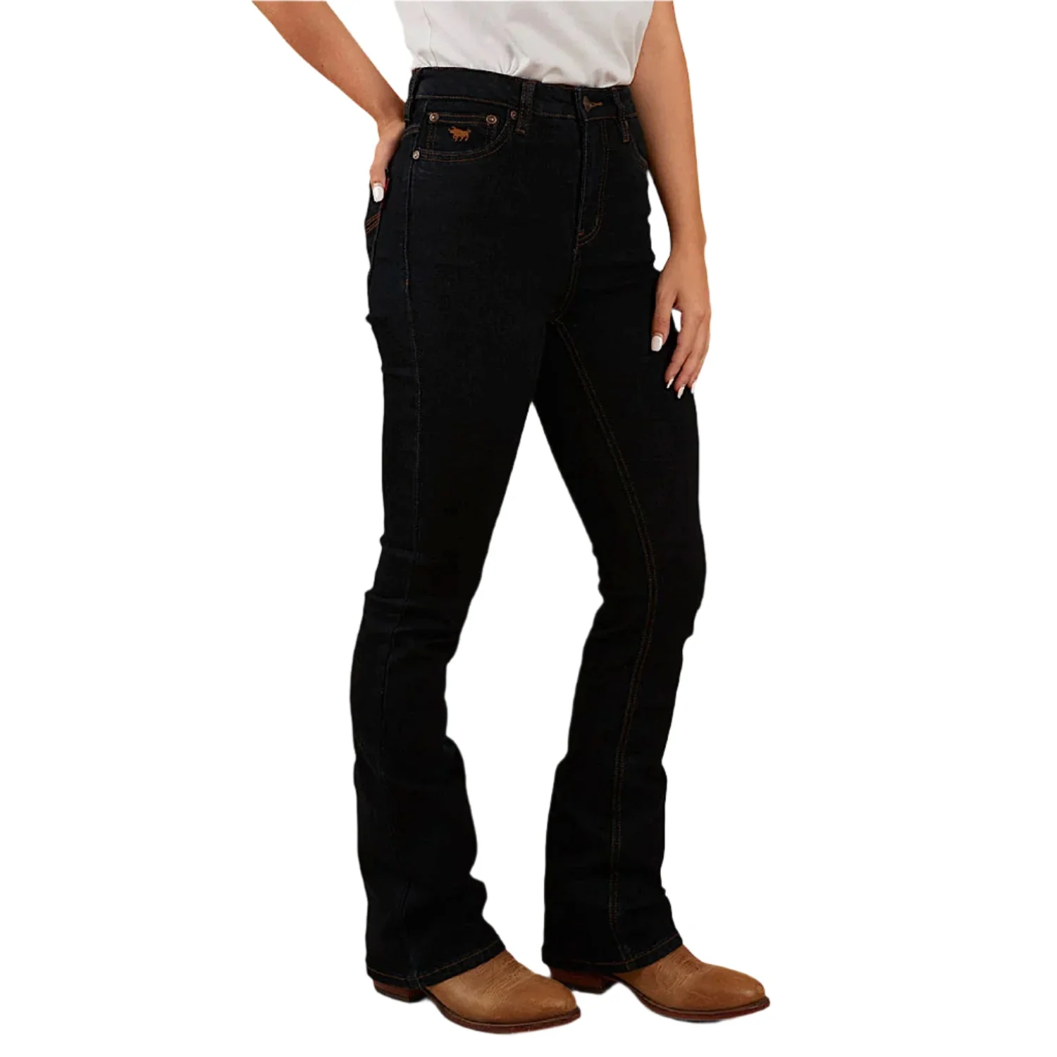 Ringers Western Women's Penny High Rise Bootleg Jean - Dark Blue Wash - Image 3