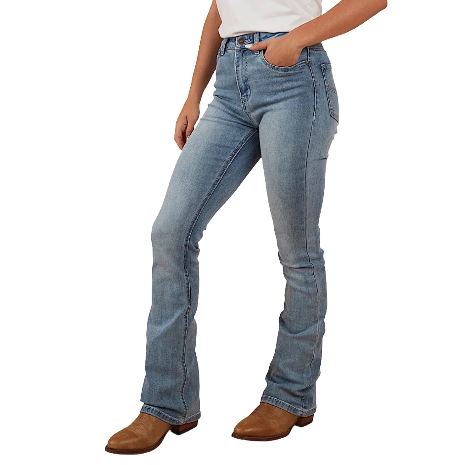 Ringers Western Women's Penny High Rise Bootleg Jean - Light Blue - Image 2