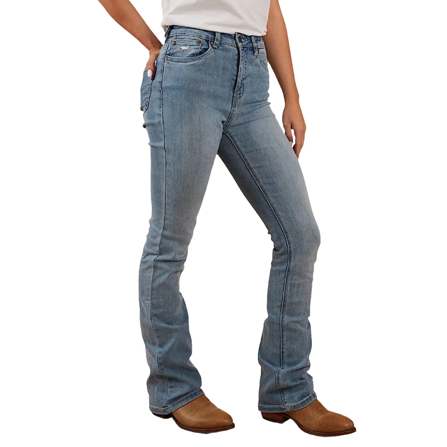 Ringers Western Women's Penny High Rise Bootleg Jean - Light Blue - Image 4