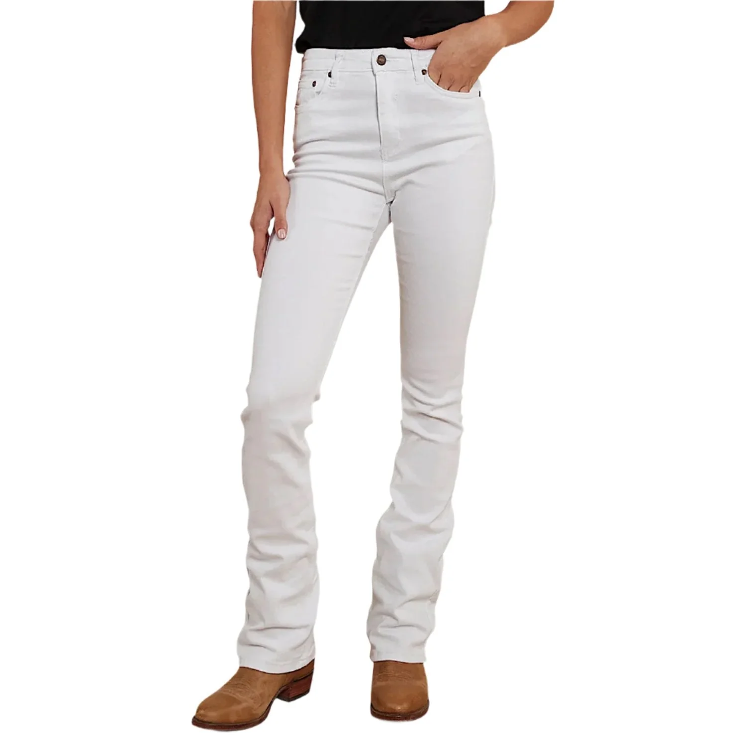 Ringers Western Women's Penny High Rise Bootleg Jean - White - Image 2