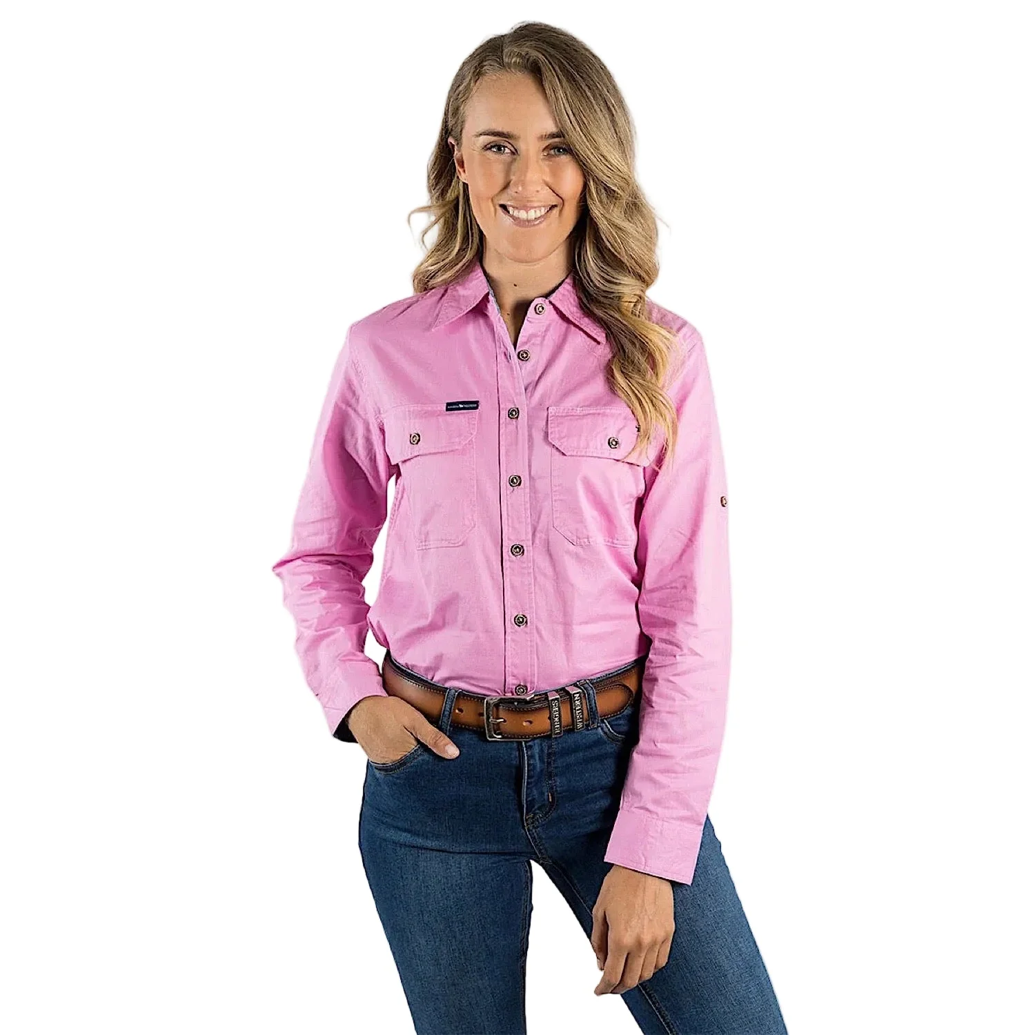 Ringers Western Women's Pentecost River Full Button Work Shirt - Pastel Pink