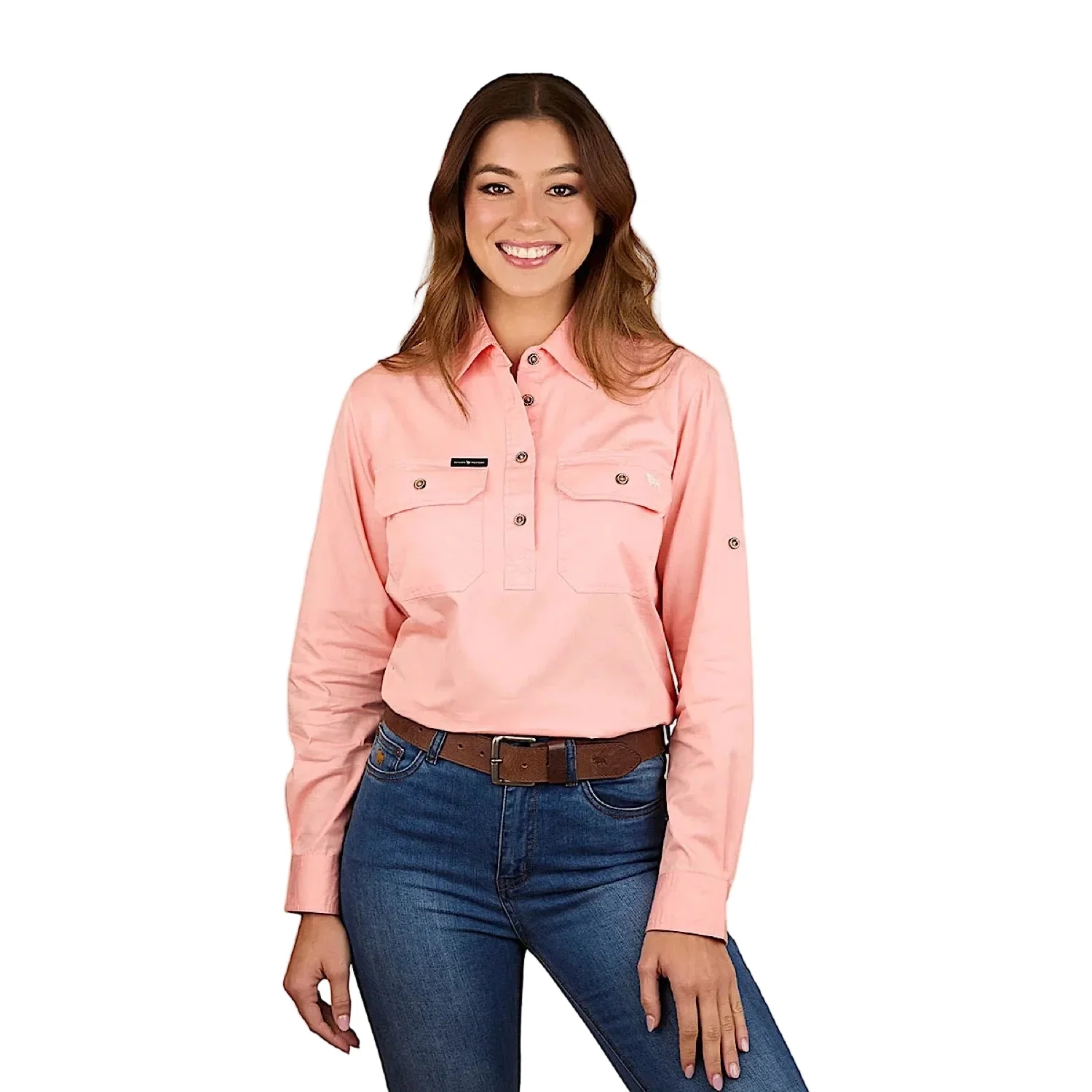 Ringers Western Women's Pentecost River Half Button Work Shirt - Light Blush