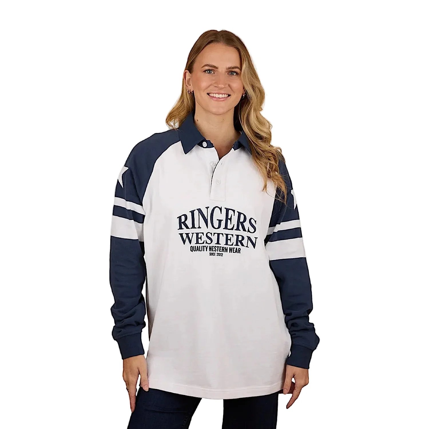 Ringers Western Women's Player Oversized Rugby Jersey - White/Navy