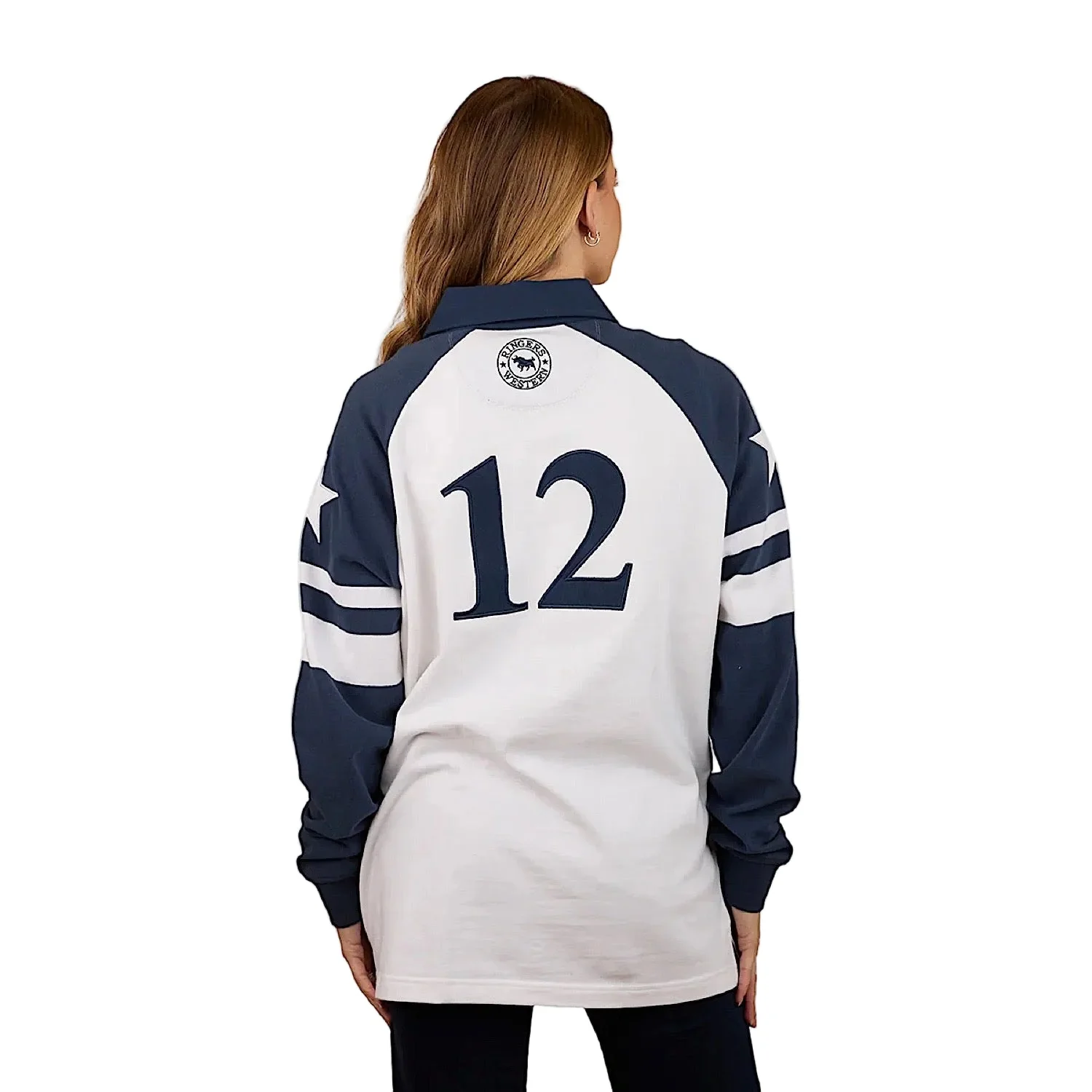 Ringers Western Women's Player Oversized Rugby Jersey - White/Navy - Image 2