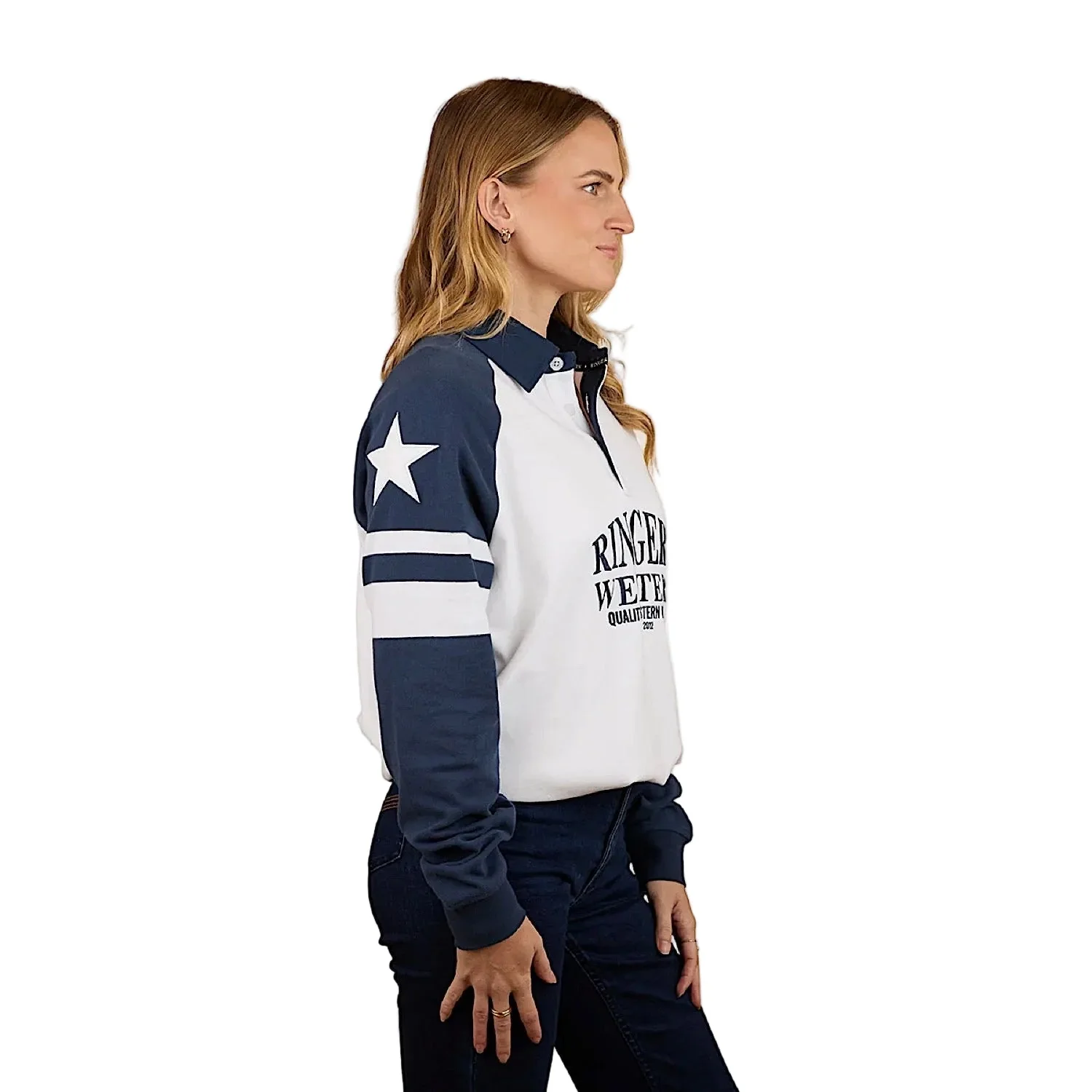 Ringers Western Women's Player Oversized Rugby Jersey - White/Navy - Image 3