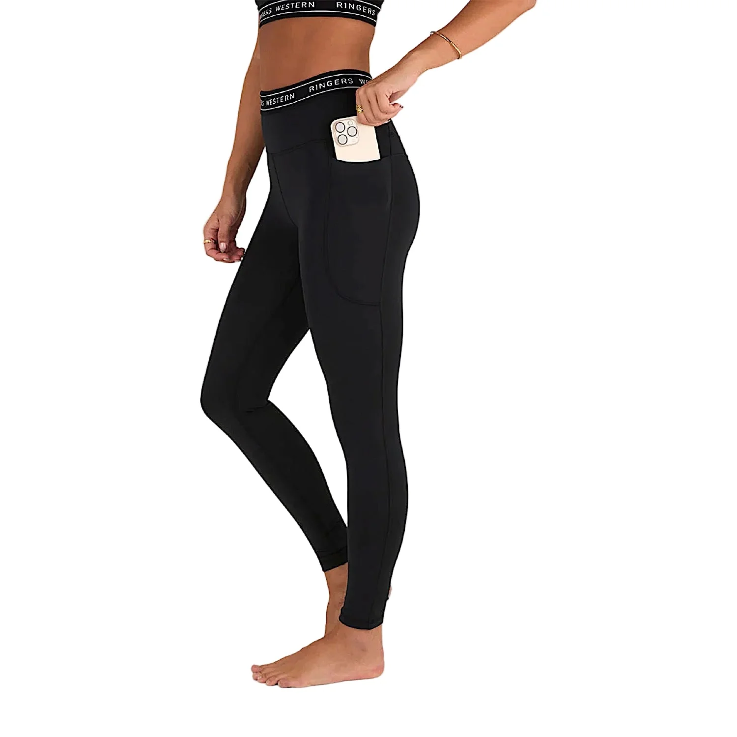 Ringers Western Womens Ringers Active Logo Elastic Pocket Legging - Black - Image 4
