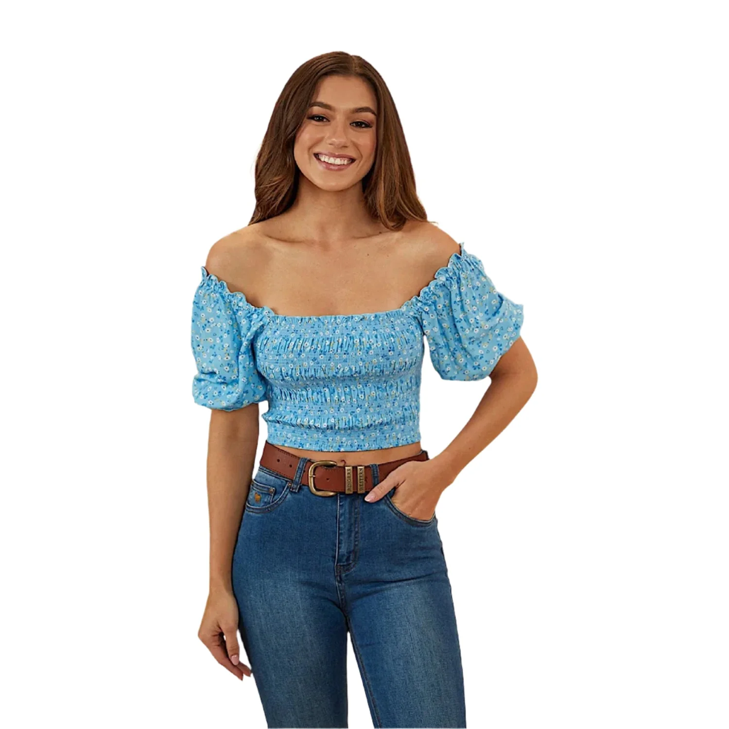 Ringers Western Women's Rosabel Shirred Top - Blue