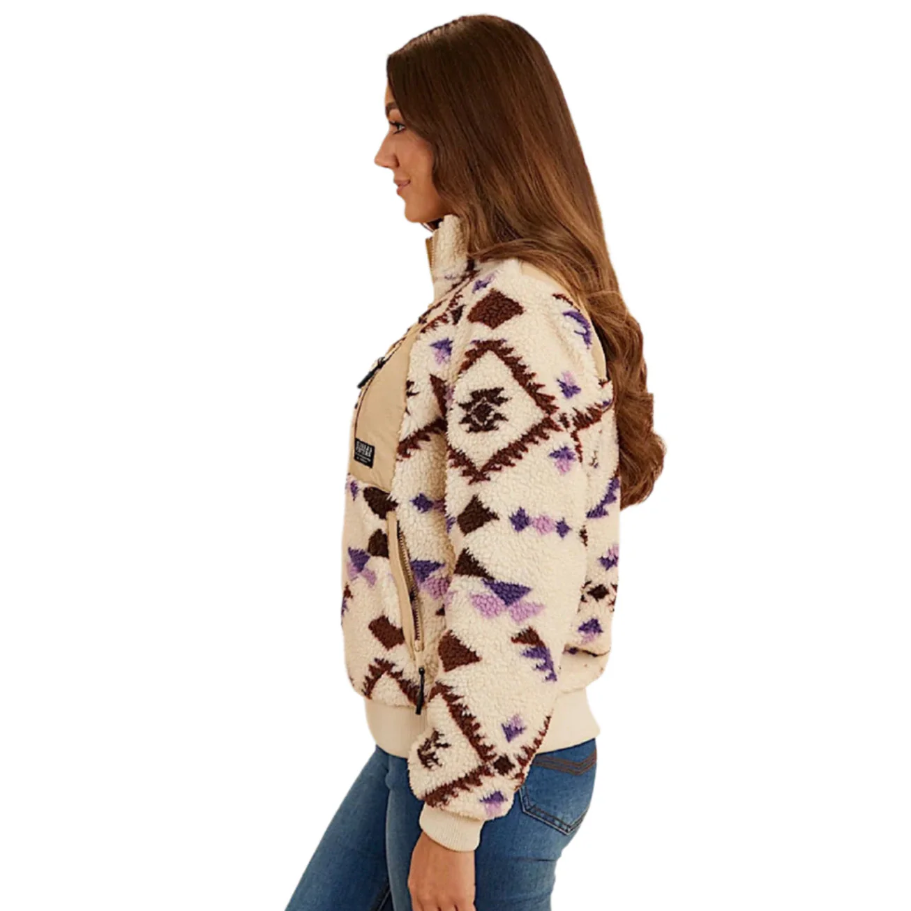 Ringers Western Women's Rosanna 1/4 Zip Crew- Off White Aztec - Image 2