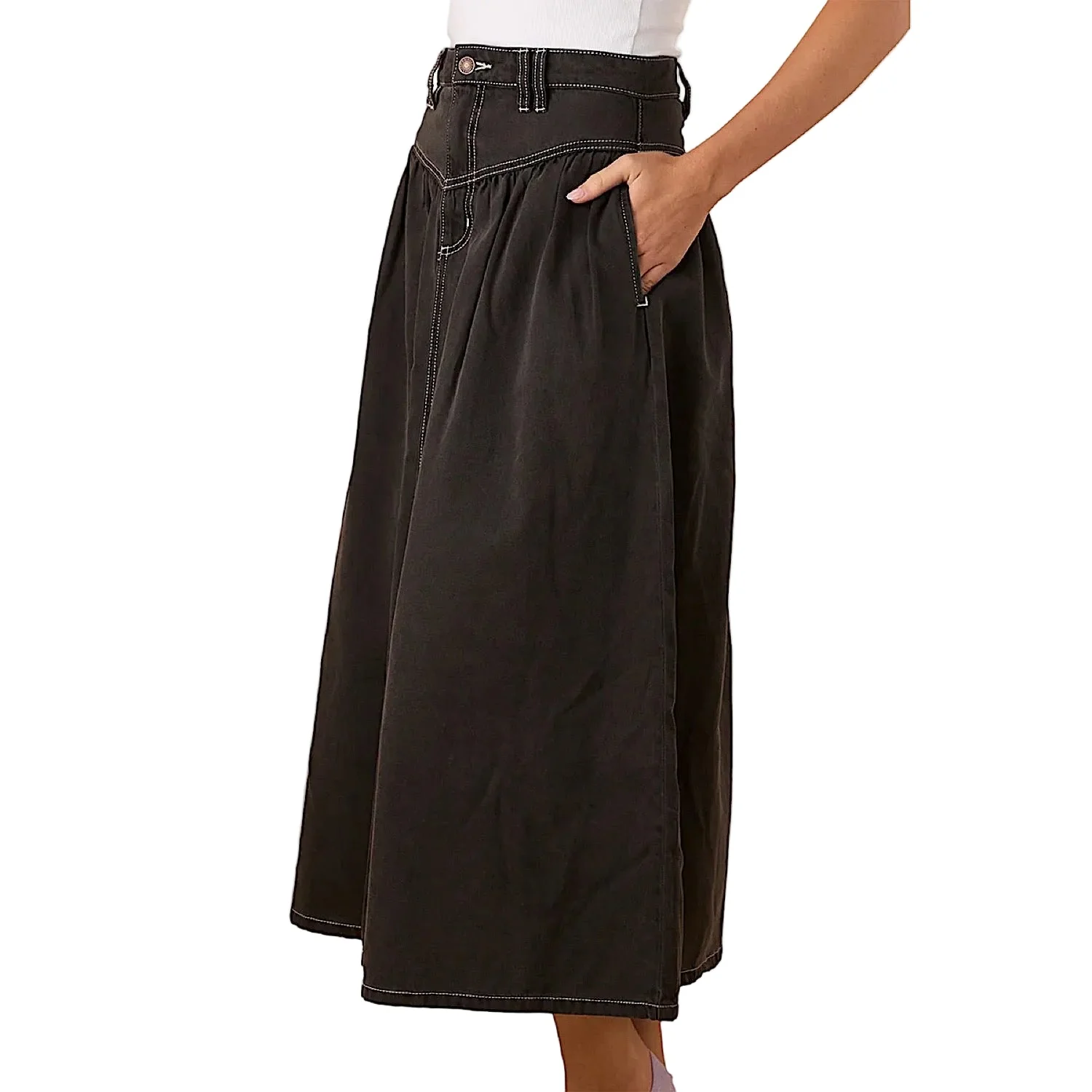 Ringers Western Women's Sarina Midi Skirt - Washed Black - Image 2