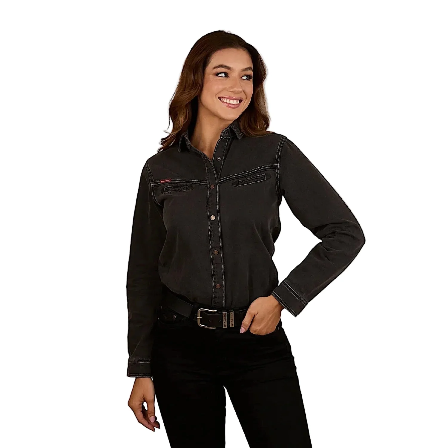 Ringers Western Women's Sarina Shirt - Washed Black - Image 4