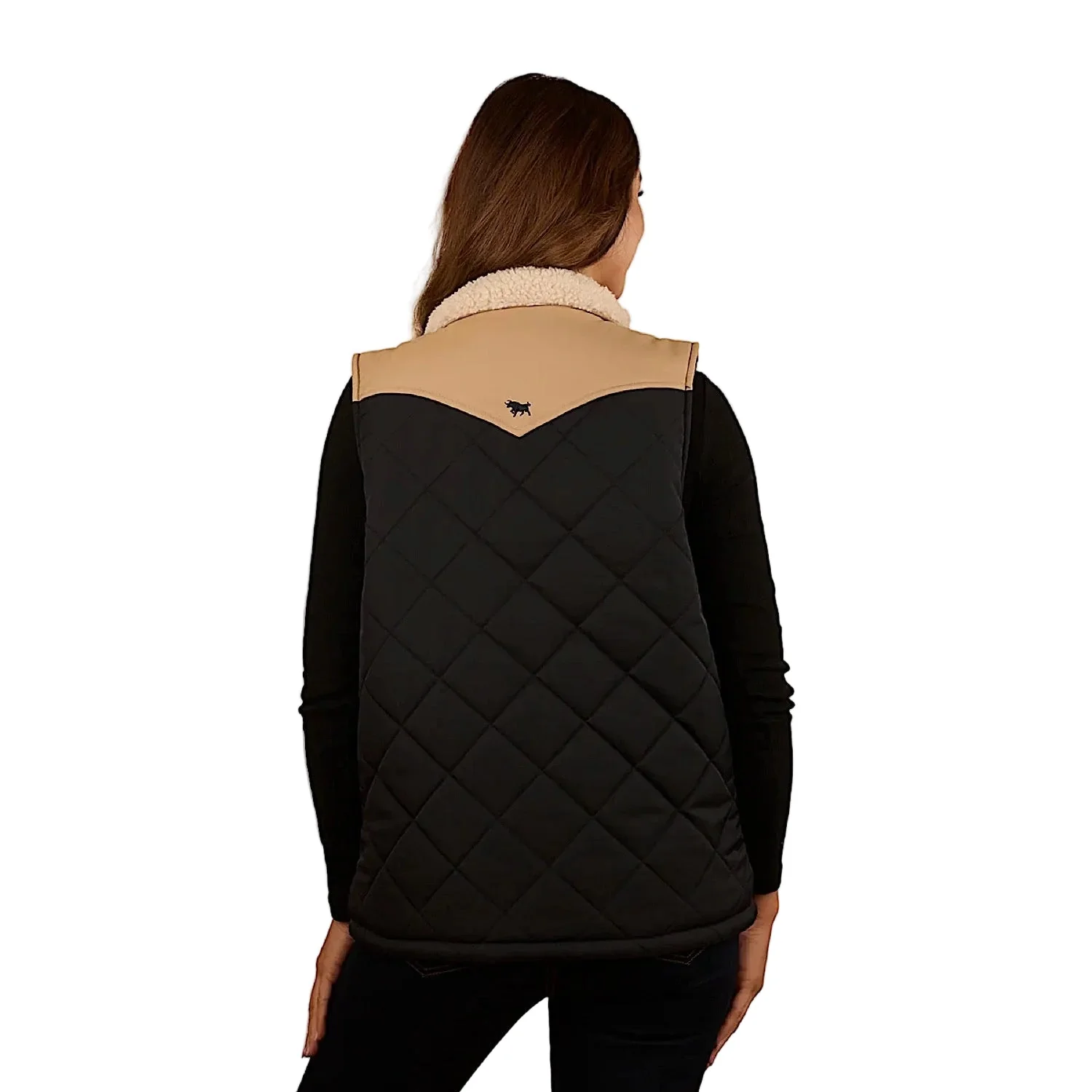 Ringers Western Women's Selwyn Puffer Vest - Dark Sand/Black - Image 3