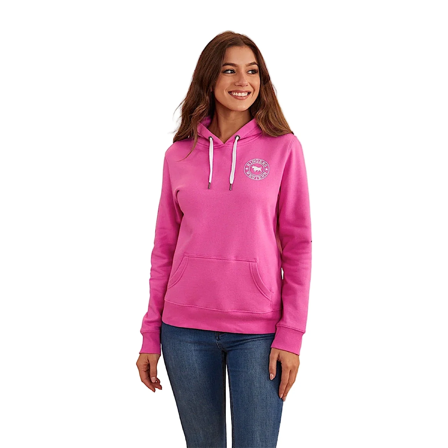 Ringers Western Women's Signature Bull Women's Pullover Hoodie - Candy/White
