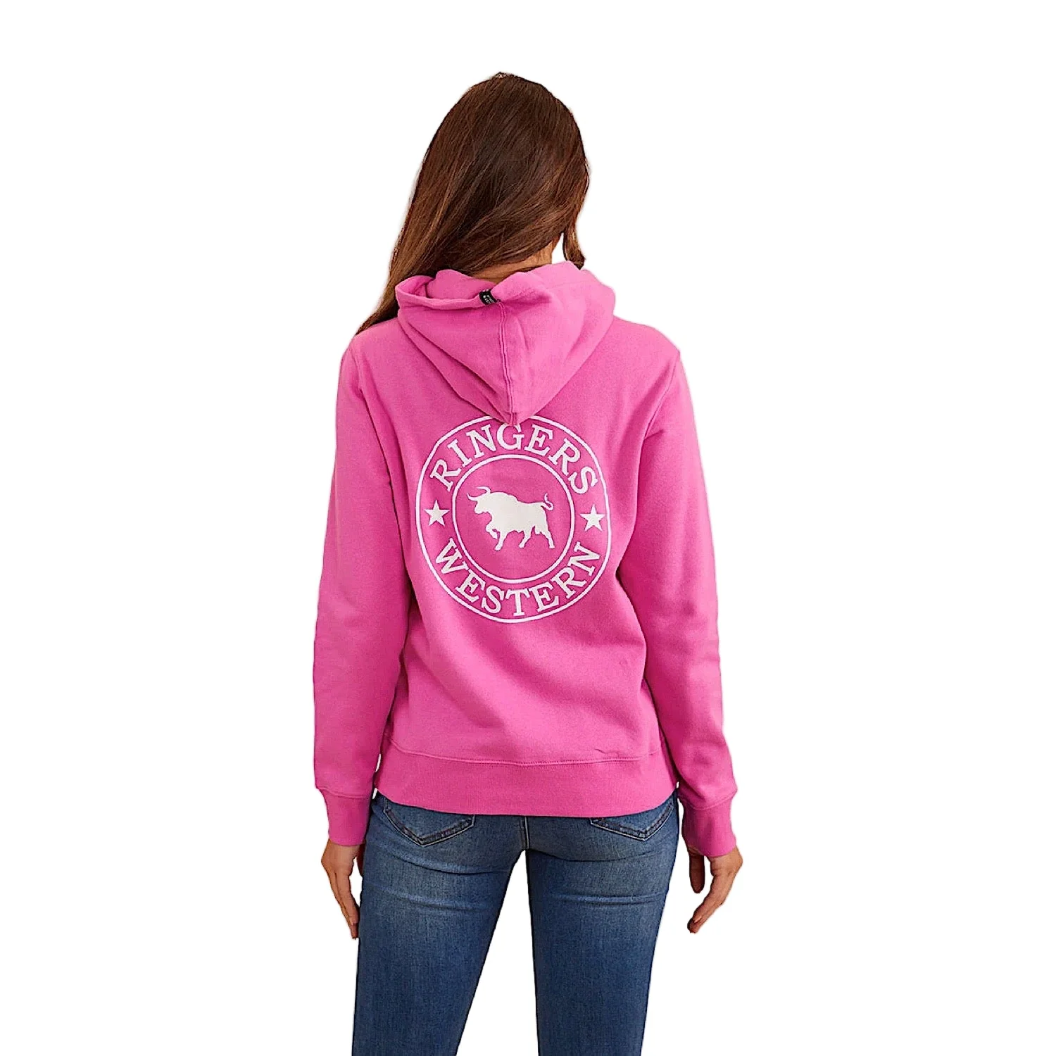 Ringers Western Women's Signature Bull Women's Pullover Hoodie - Candy/White - Image 2