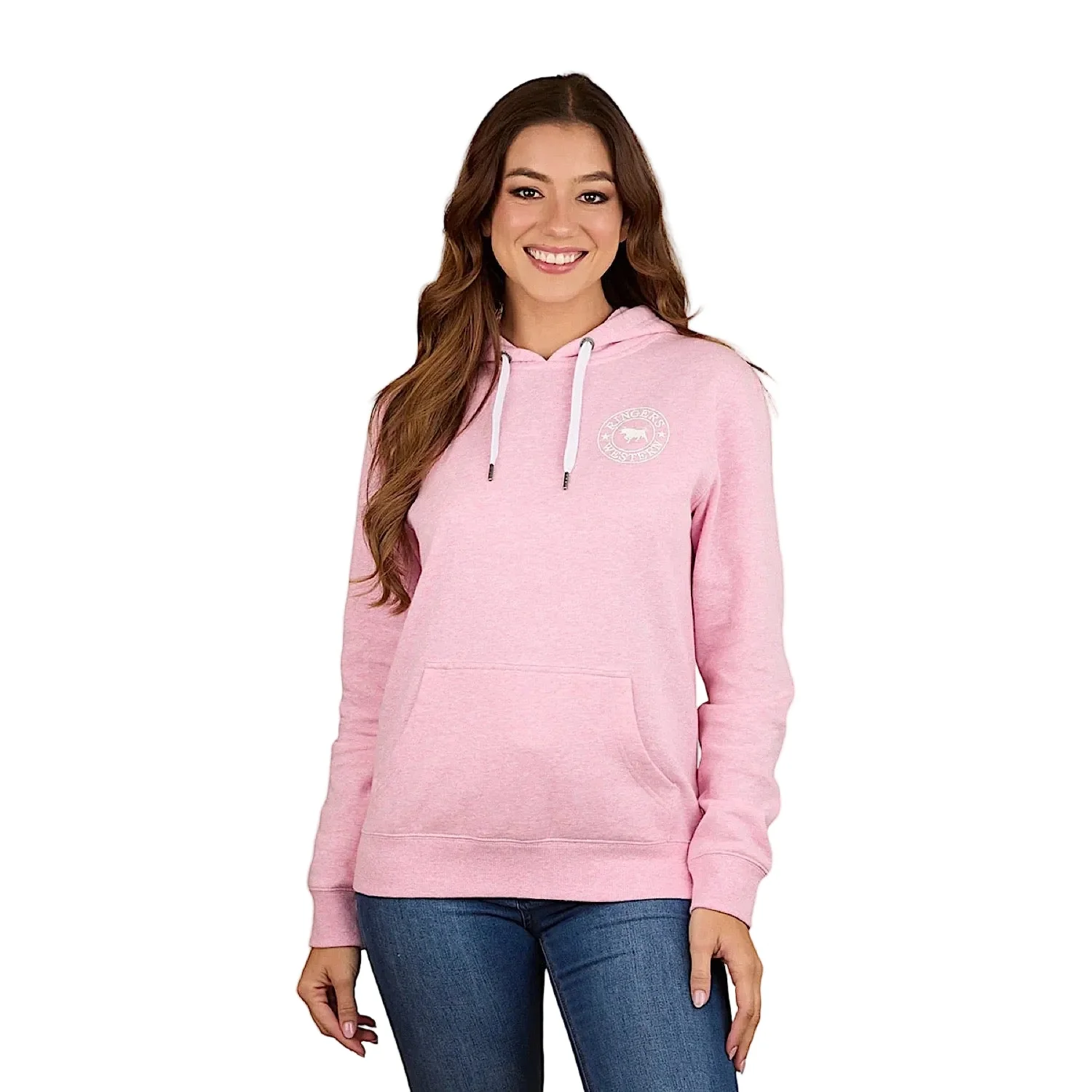 Ringers Western Women's Signature Bull Women's Pullover Hoodie - Pink Marle - Image 2