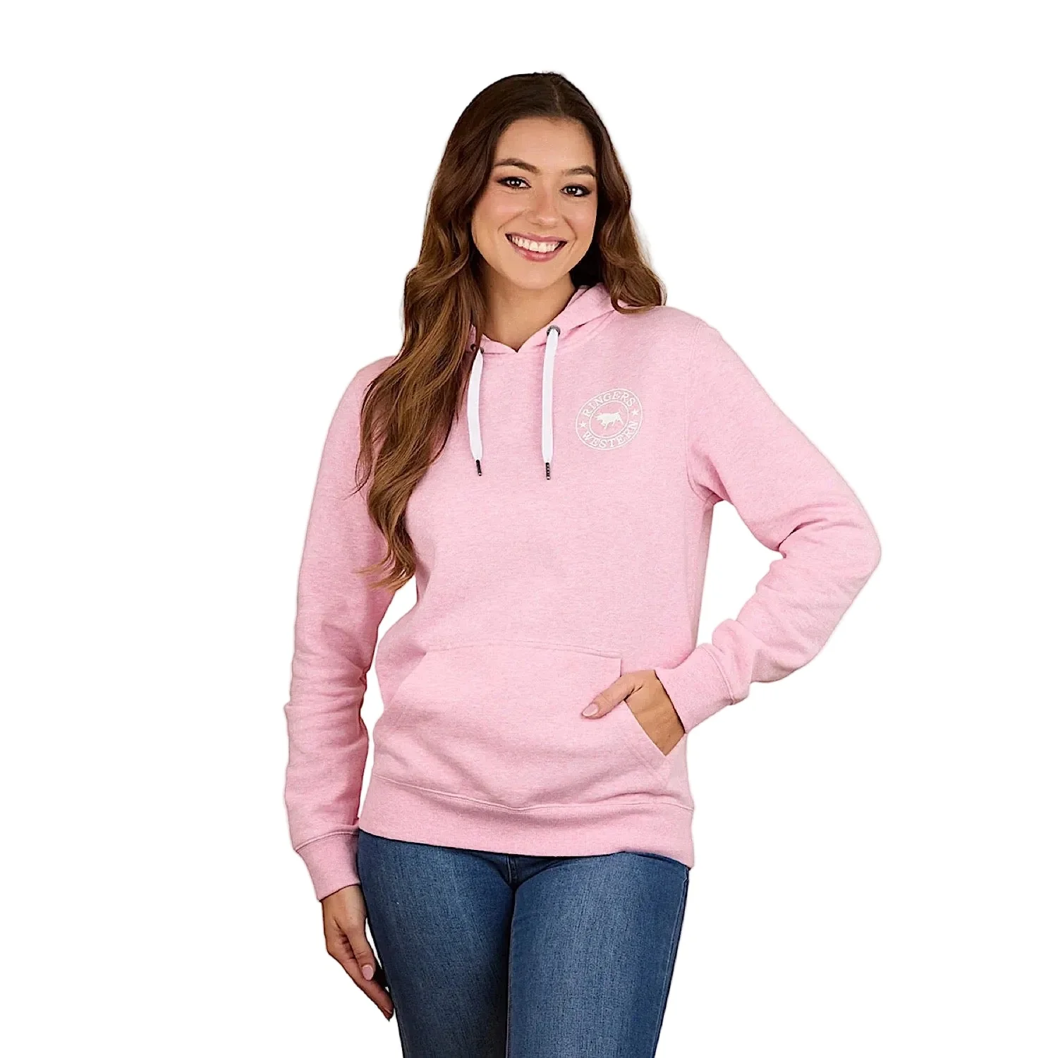 Ringers Western Women's Signature Bull Women's Pullover Hoodie - Pink Marle - Image 3