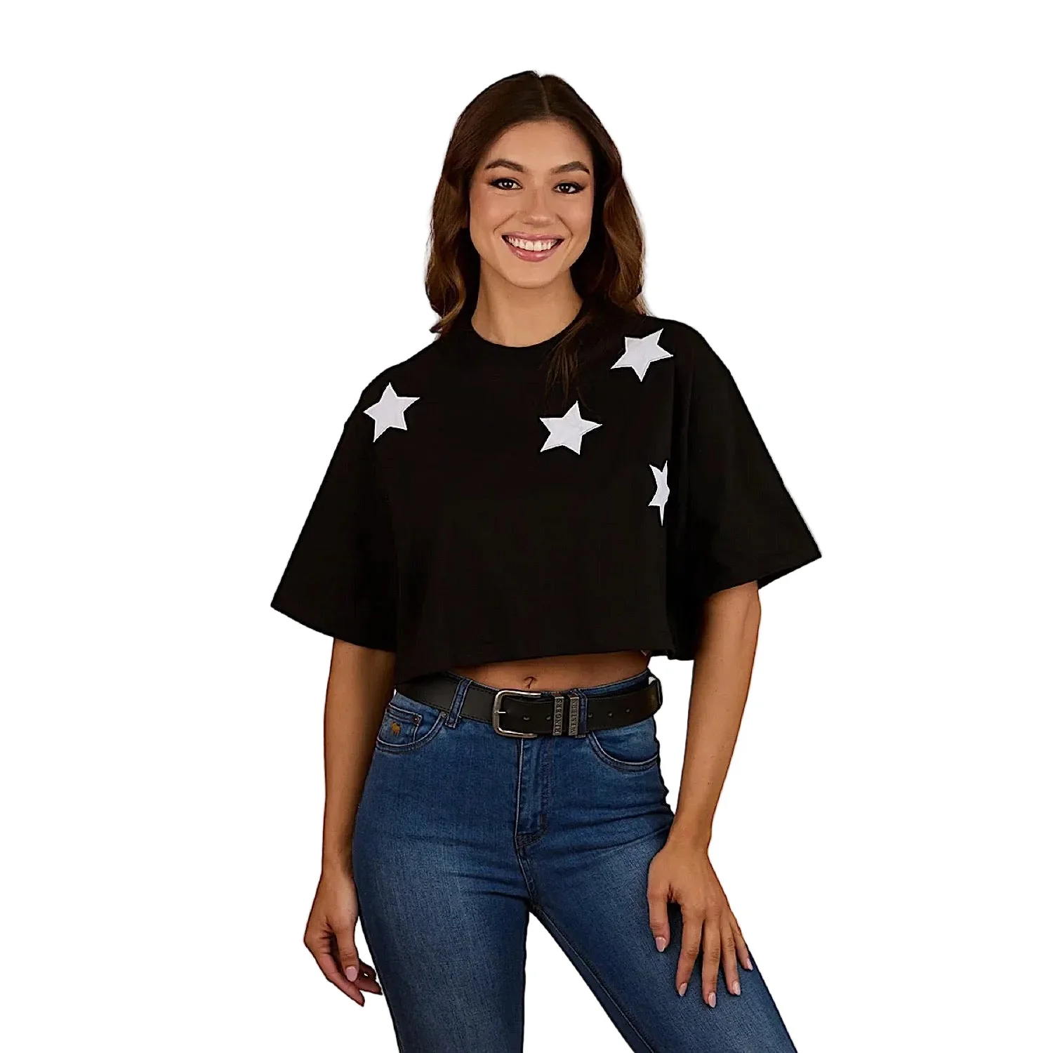 Ringers Western Women's Twilight Oversized Cropped T-Shirt - Black