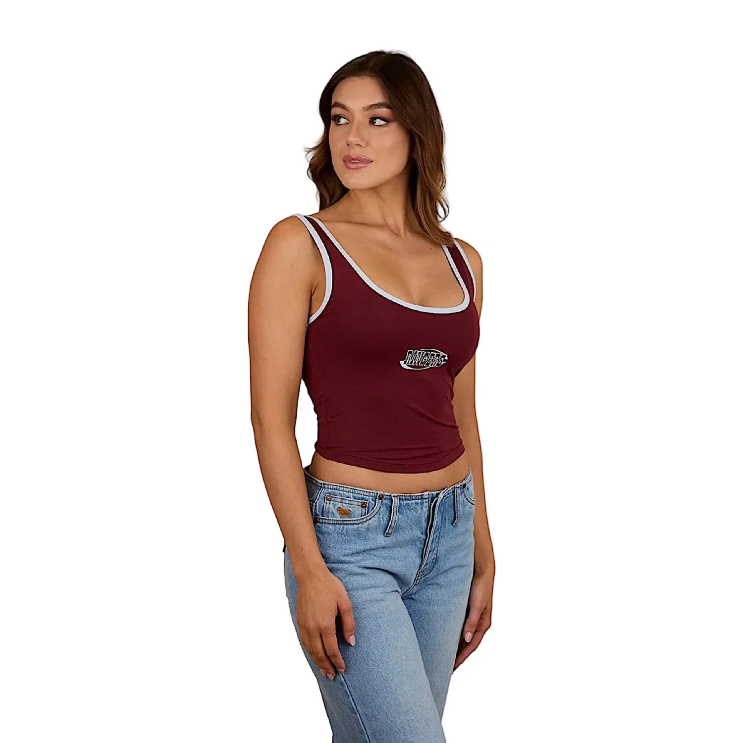 Ringers Western Women's Villa Ringer Tank - Burgundy/Light Blue - Image 3