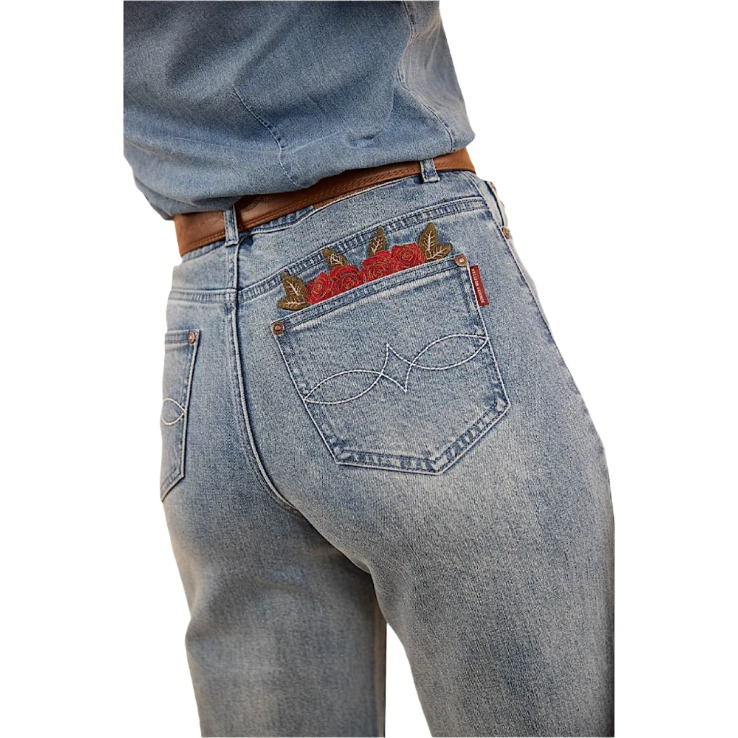 Ringers Western Women's Visalia Wide Leg Jean - Light Wash Blue - Image 3