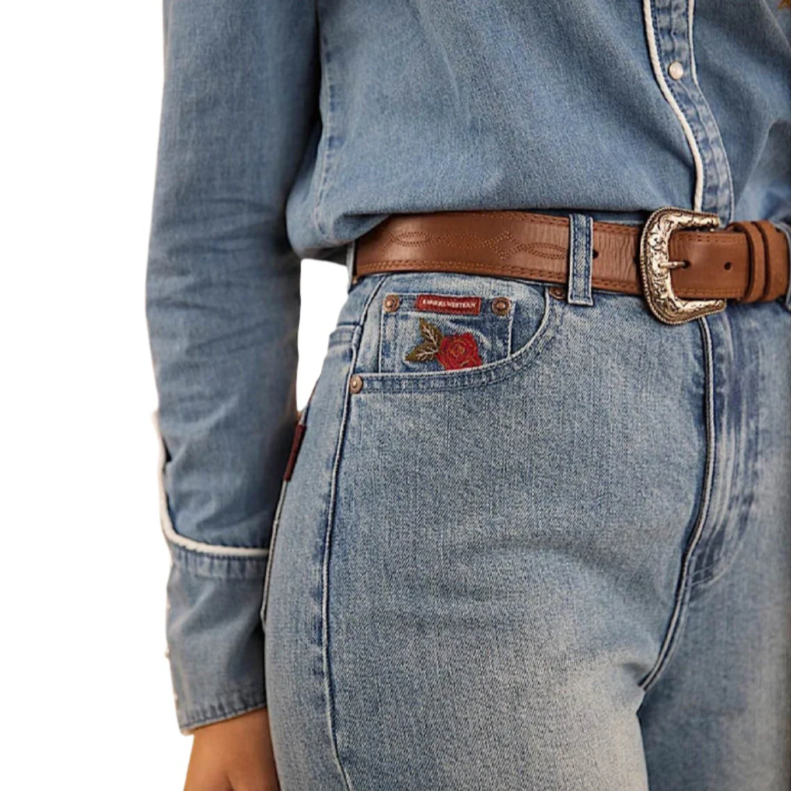Ringers Western Women's Visalia Wide Leg Jean - Light Wash Blue - Image 4