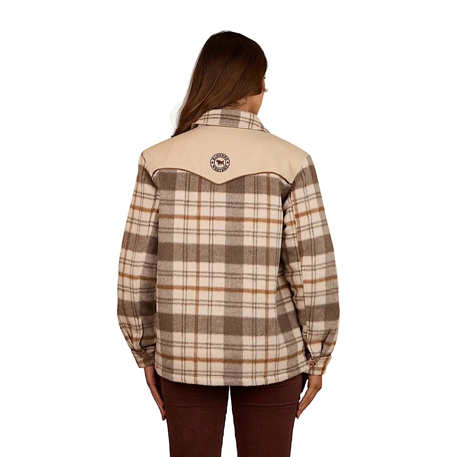 Ringers Western Women's Wildwood Western Check Jacket - Off White/Brown - Image 3