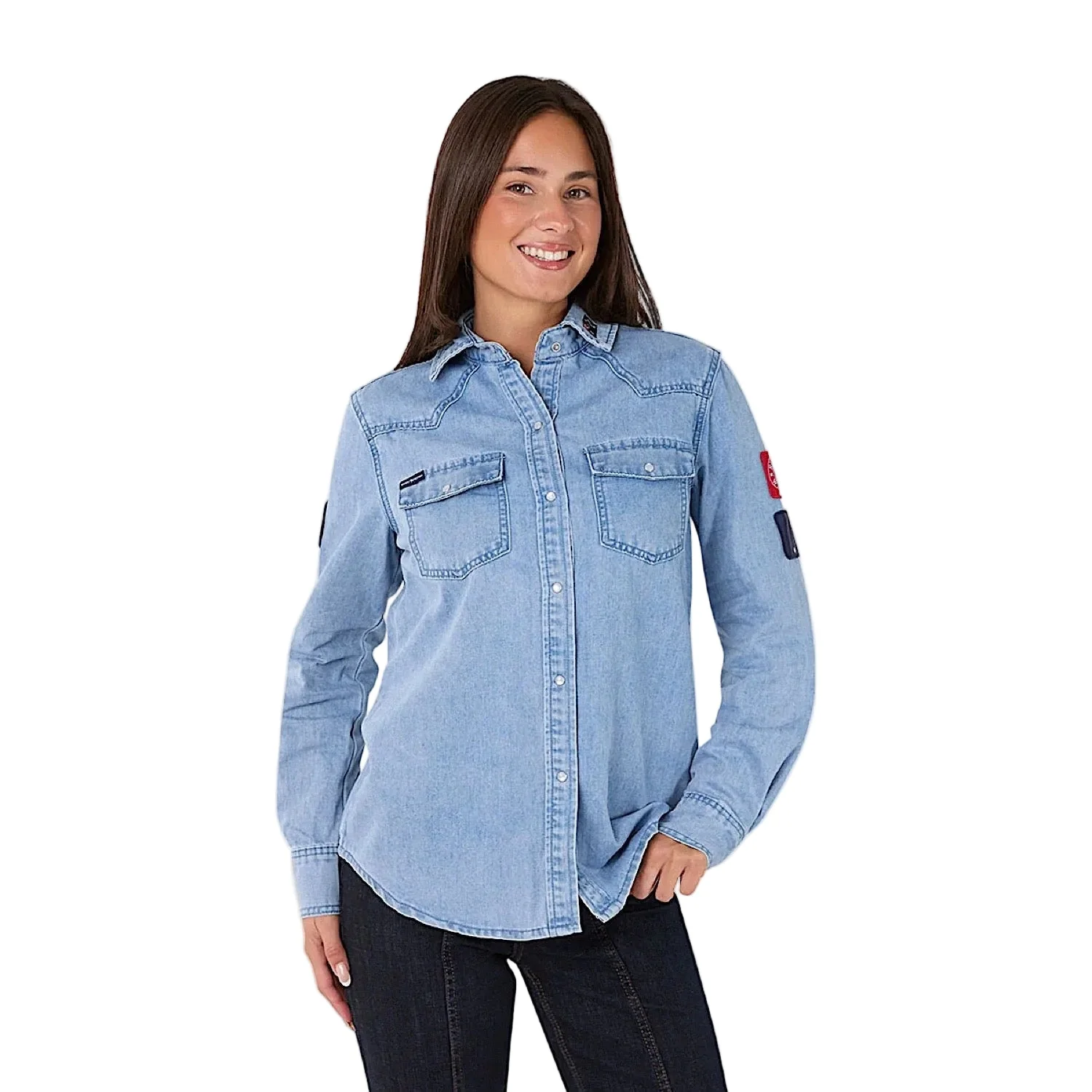 Ringers Western Women's Young and Free Western Shirt - Light Wash Blue