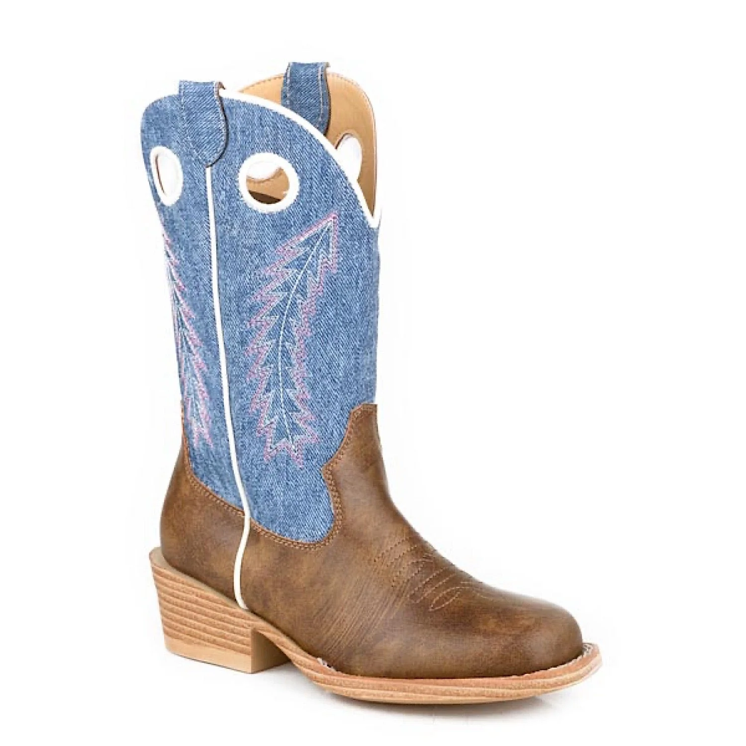 Roper BIG KIDS Willow - Brown / Blue Denim