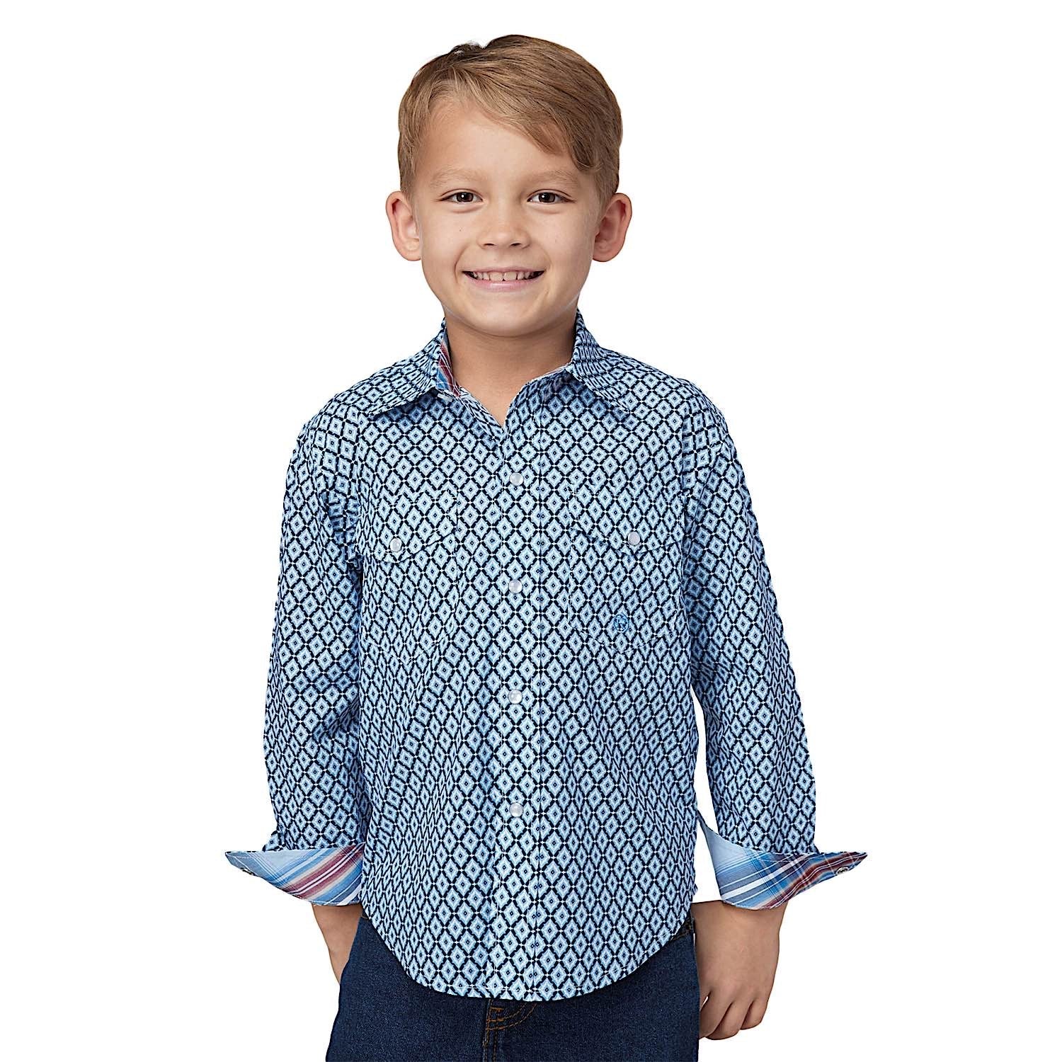 Roper Boy's Amarillo Collection Shirt - Blue Foulard Print