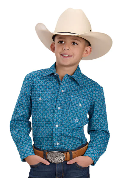 Roper Boy's Amarillo Collection Shirt - Blue Print
