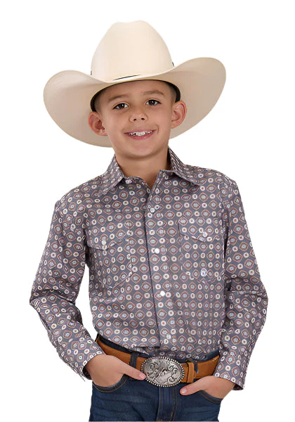 Roper Boy's Amarillo Collection Shirt - Grey Print
