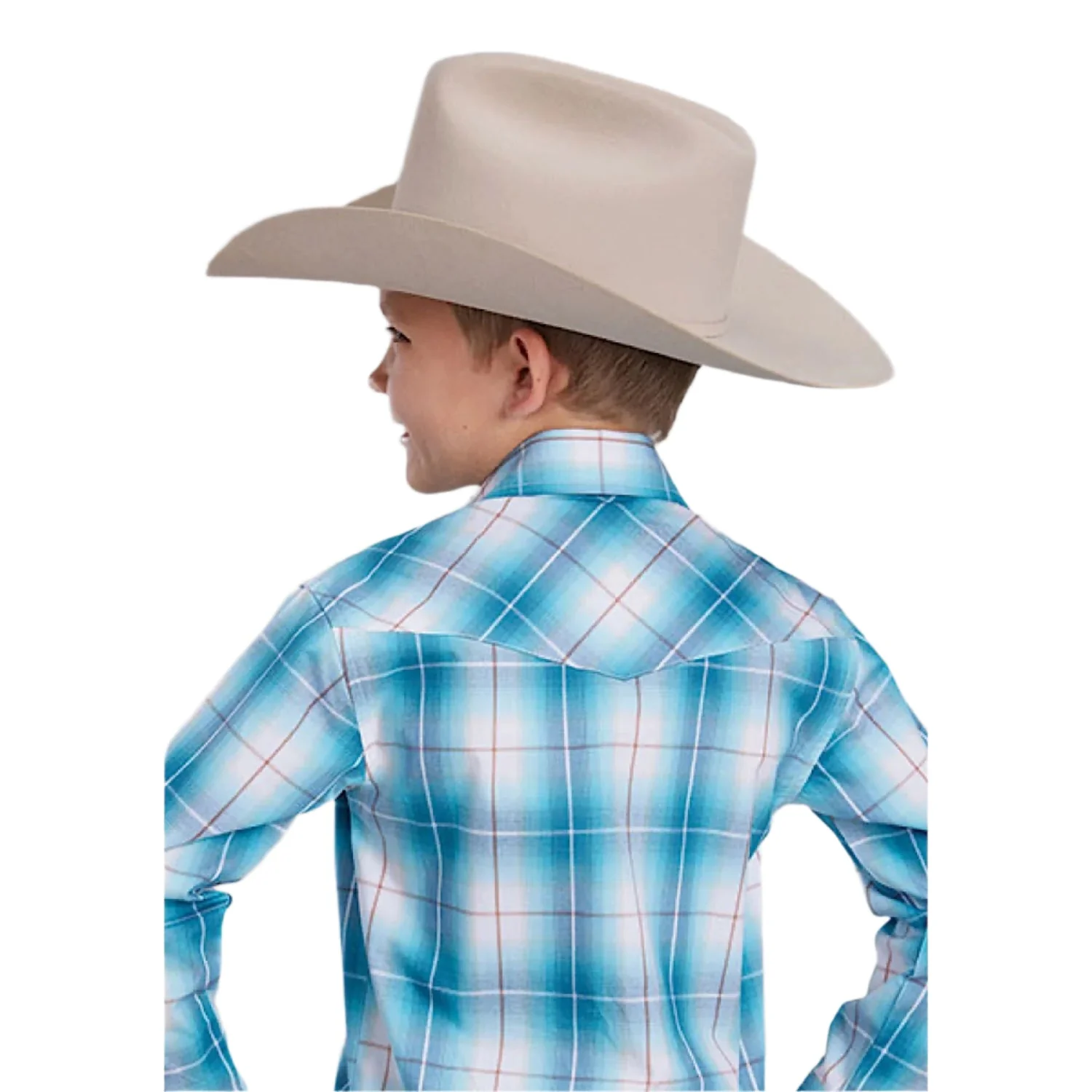 Roper Boy's Amarillo Collection Shirt - Plaid Blue - Image 3