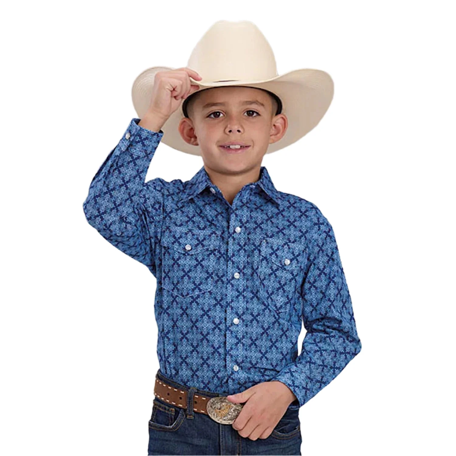 Roper Boy's Amarillo Collection Shirt - Print Blue