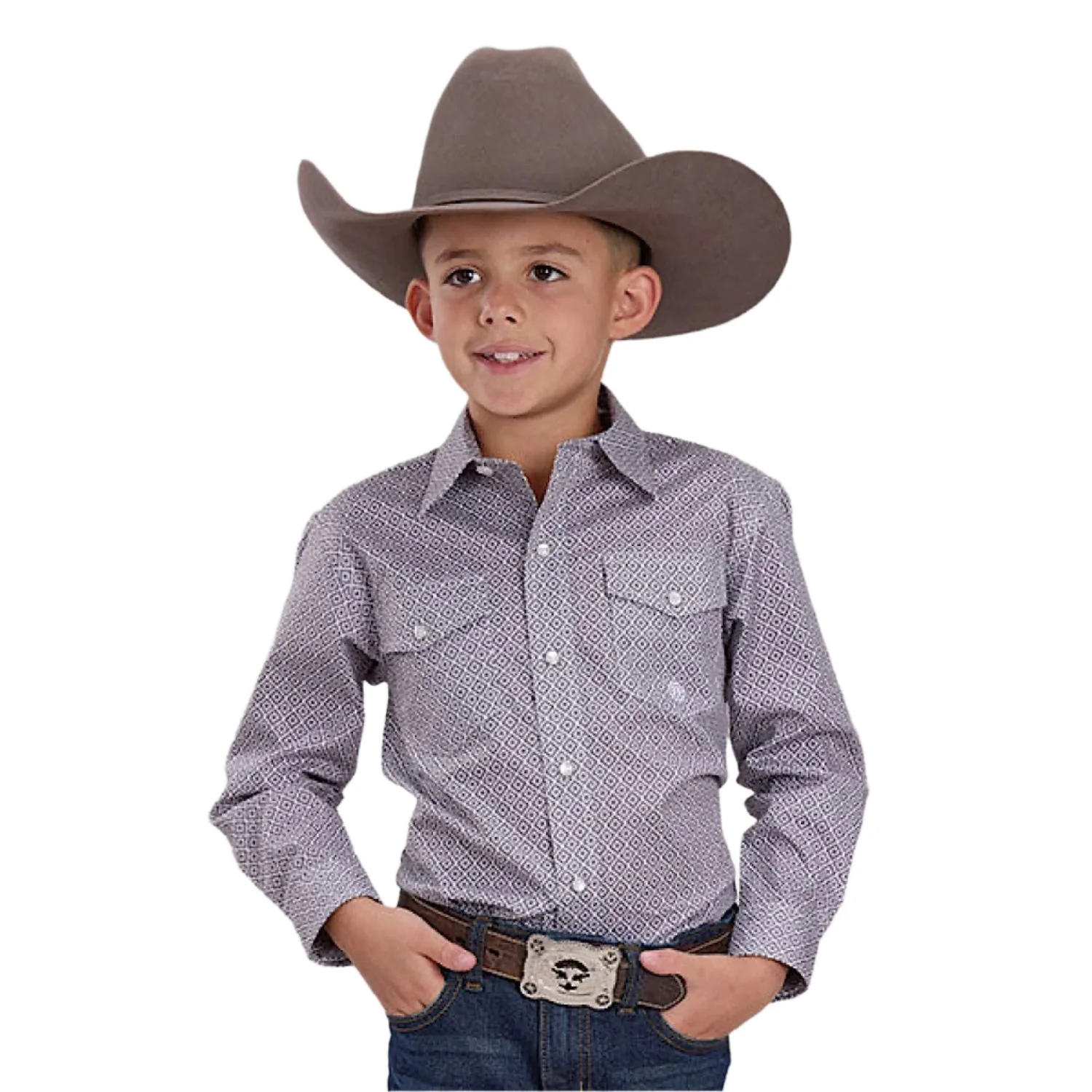 Roper Boy's Amarillo Collection Shirt - Print Grey
