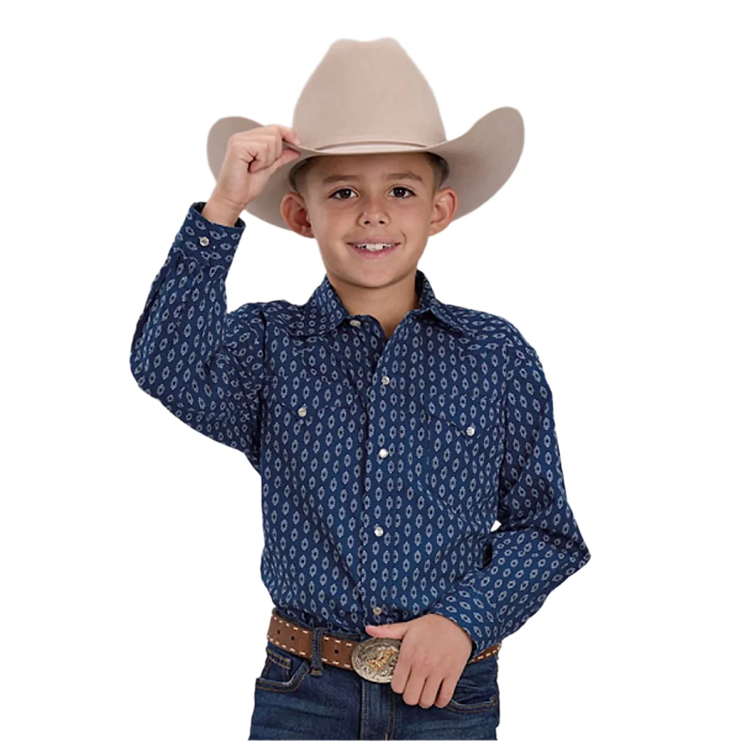 Roper Boy's West Made Collection Shirt - Print Blue