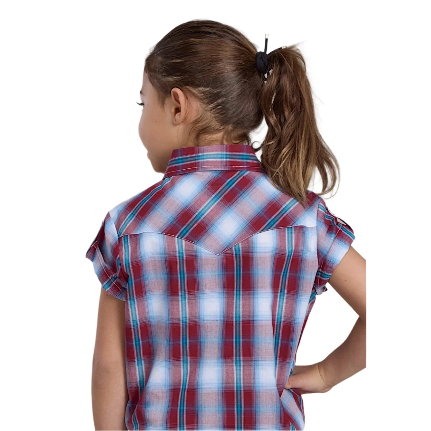 Roper Girl's Amarillo Collection Short Sleeve Shirt - Plaid Red - Image 2