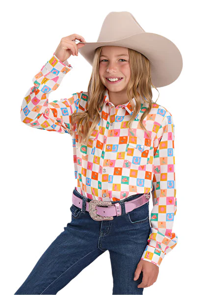 Roper Girl's Five Star Collection Shirt - Checkers Print