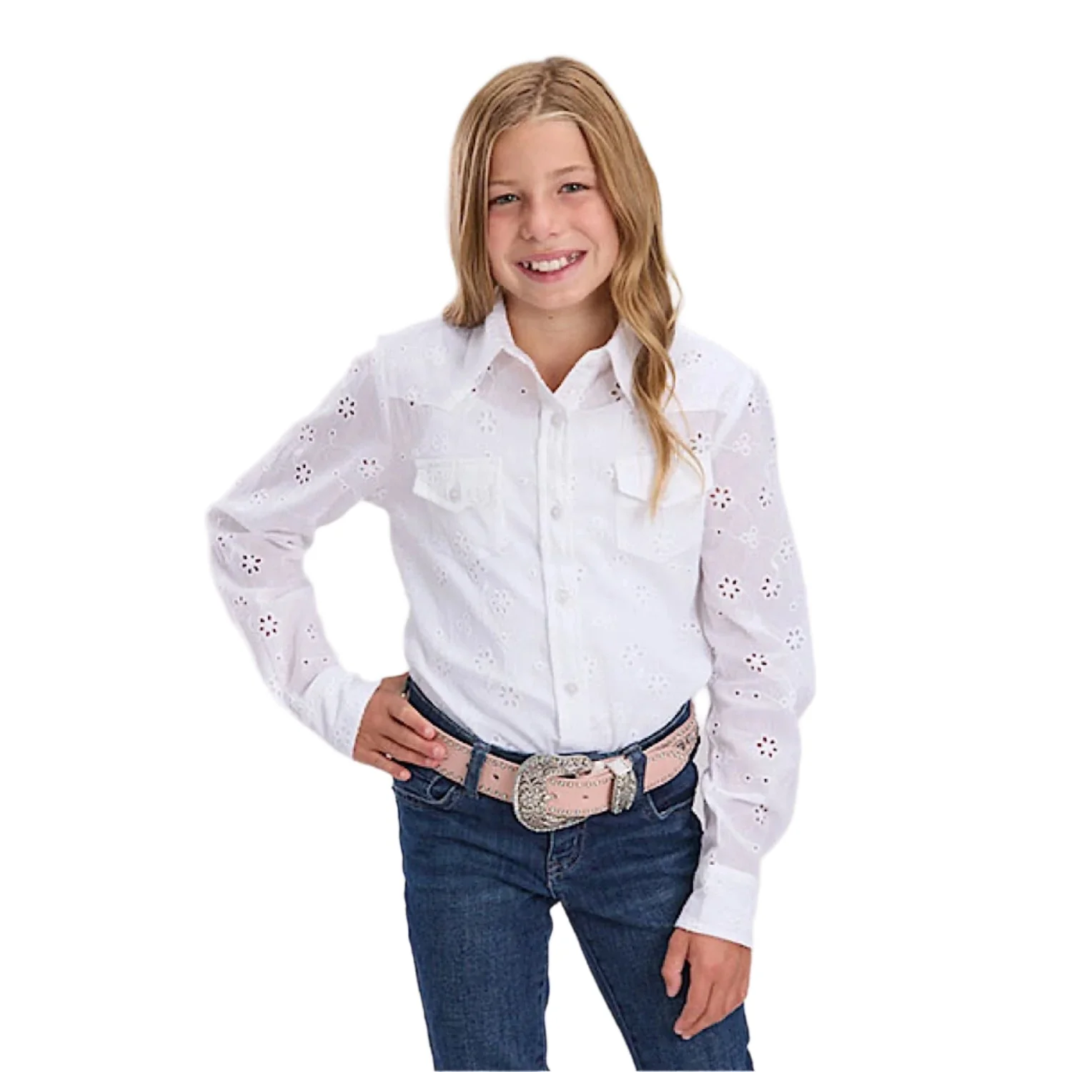 Roper Girl's Five Star Collection Shirt - Solid White