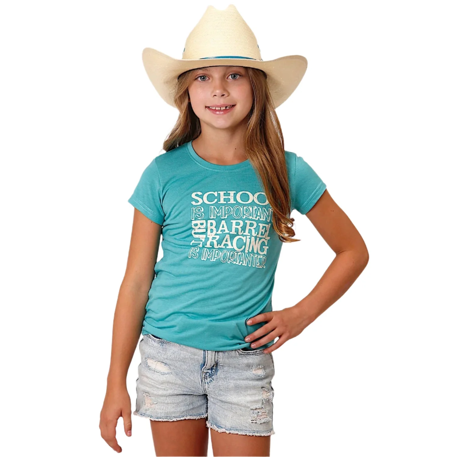 Roper Girl's Five Star Collection T-Shirt - Blue