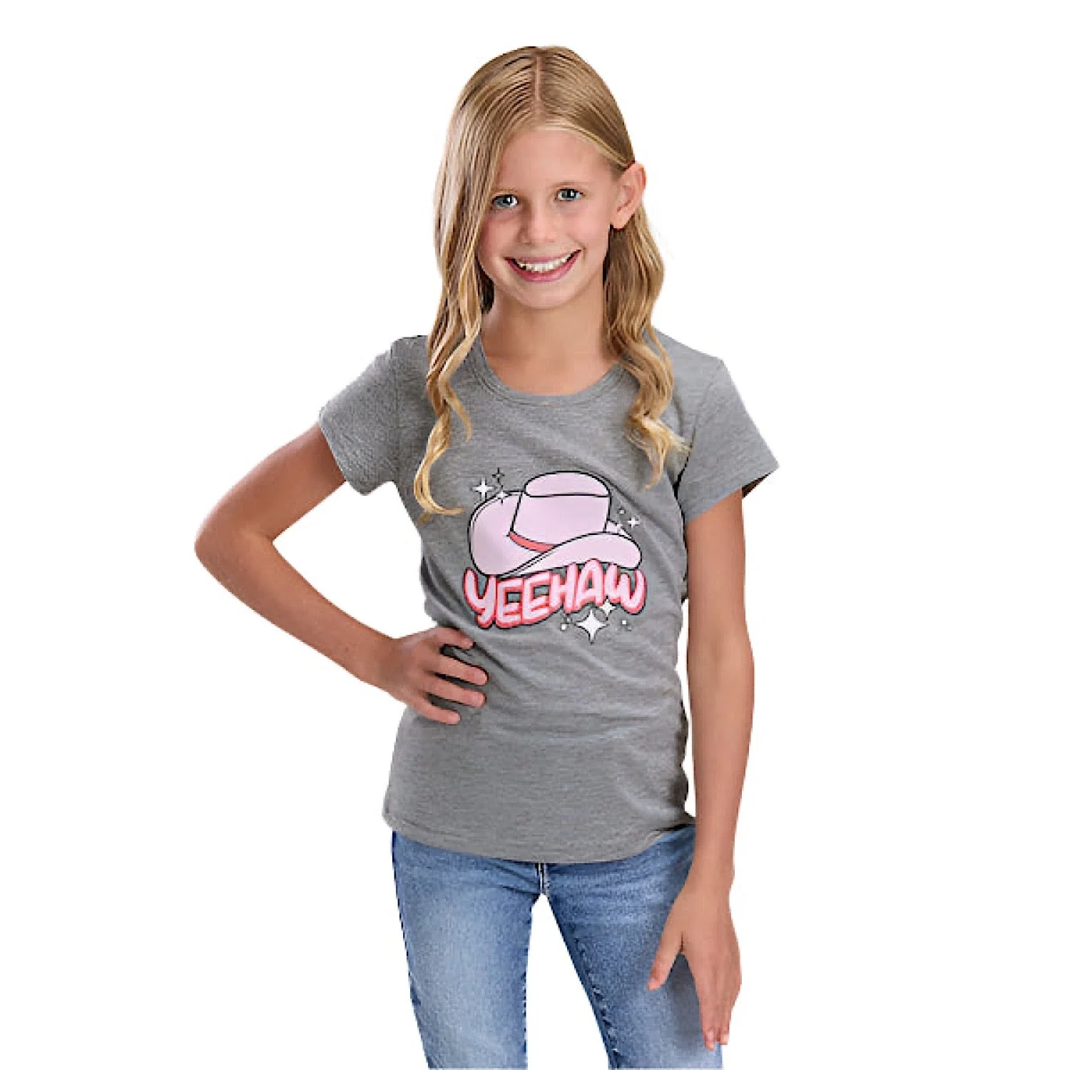 Roper Girl's Five Star Collection T-Shirt - Heather Grey