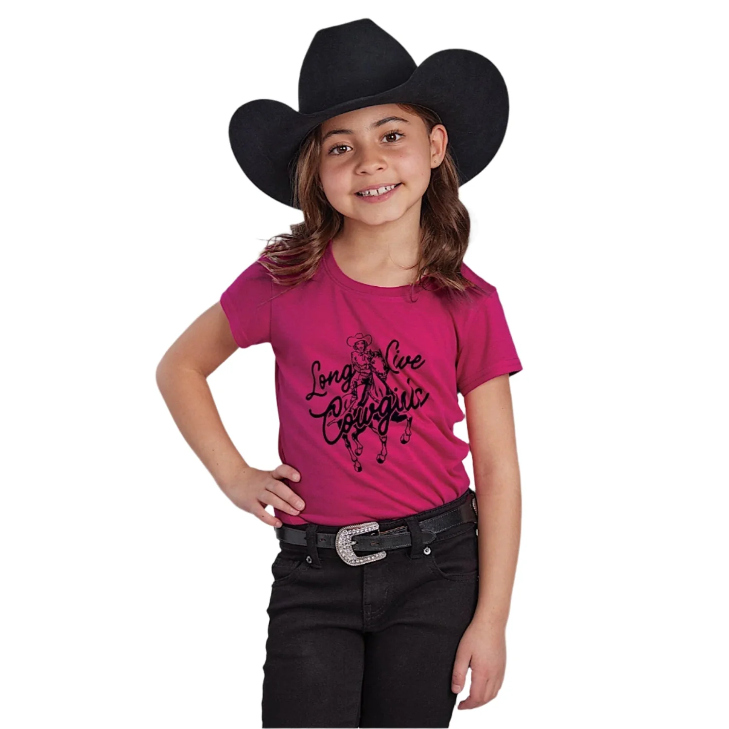 Roper Girl's Five Star Collection T-Shirt - Hot Pink