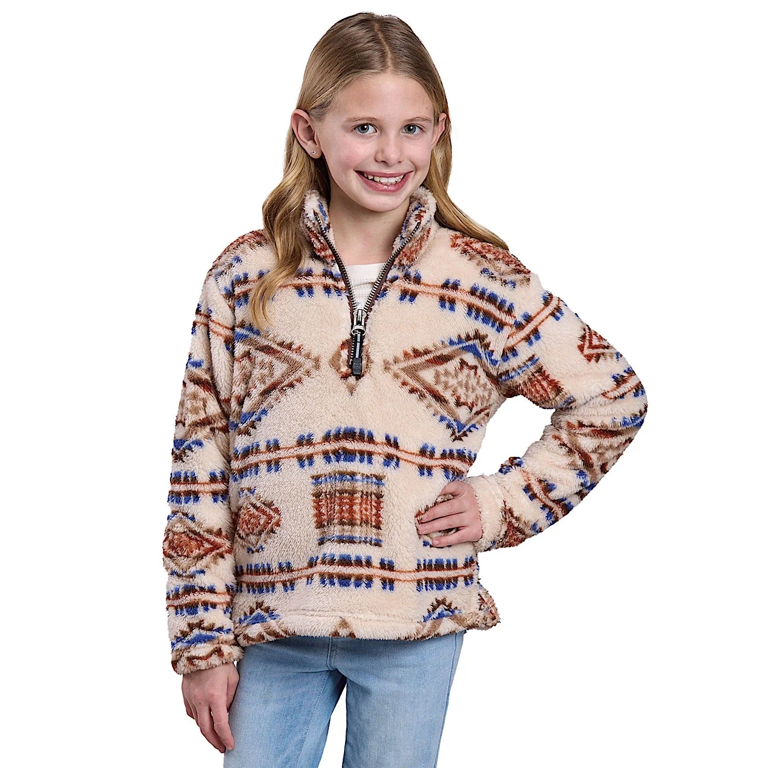 Roper Girl's Fleece Pullover - Brown