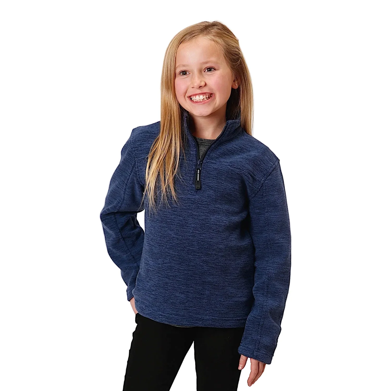 Roper Girl's Fleece Pullover - Navy