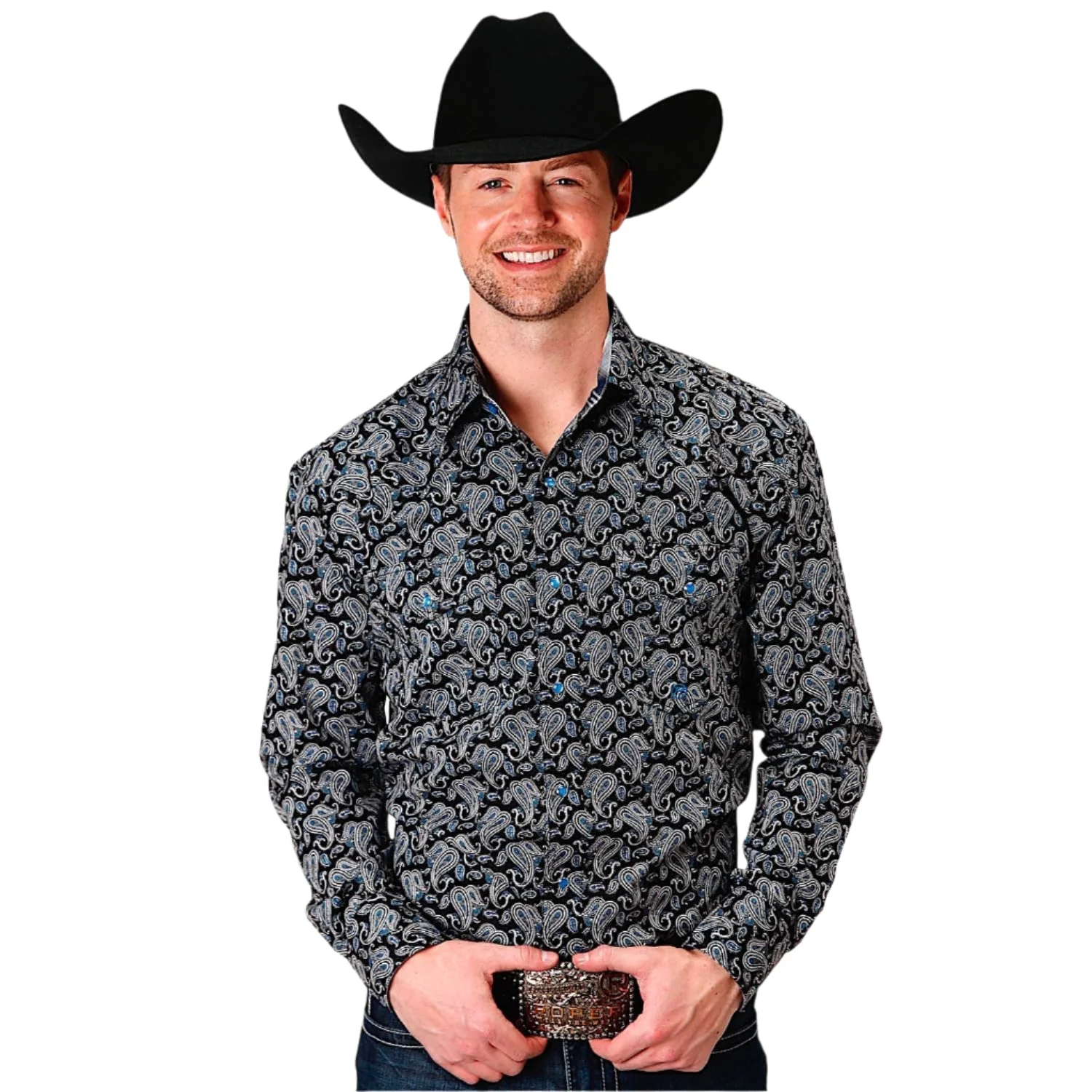 Roper Men's Amarillo Collection Long Sleeve Shirt - Starry Night Paisley Print