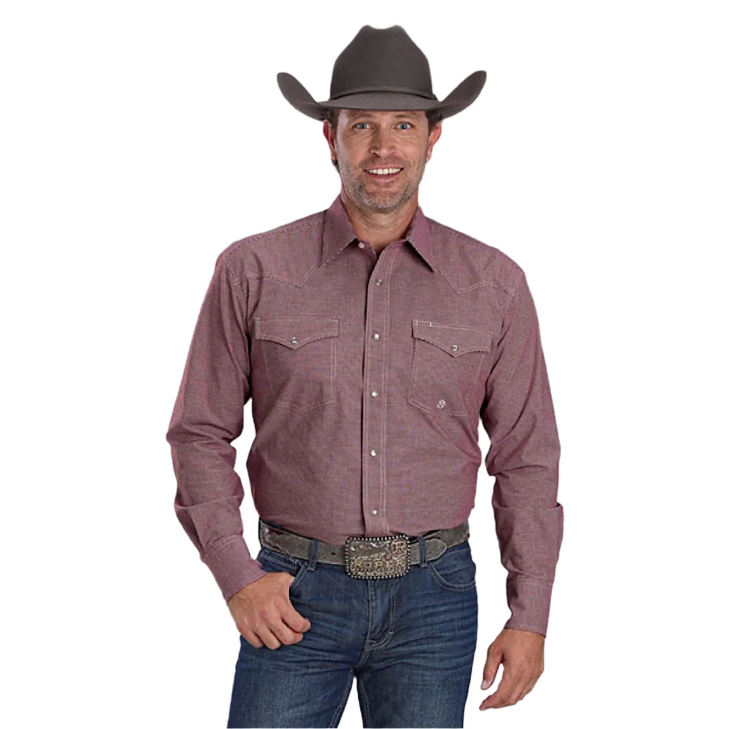 Roper Men's Amarillo Collection Shirt - Check Wine