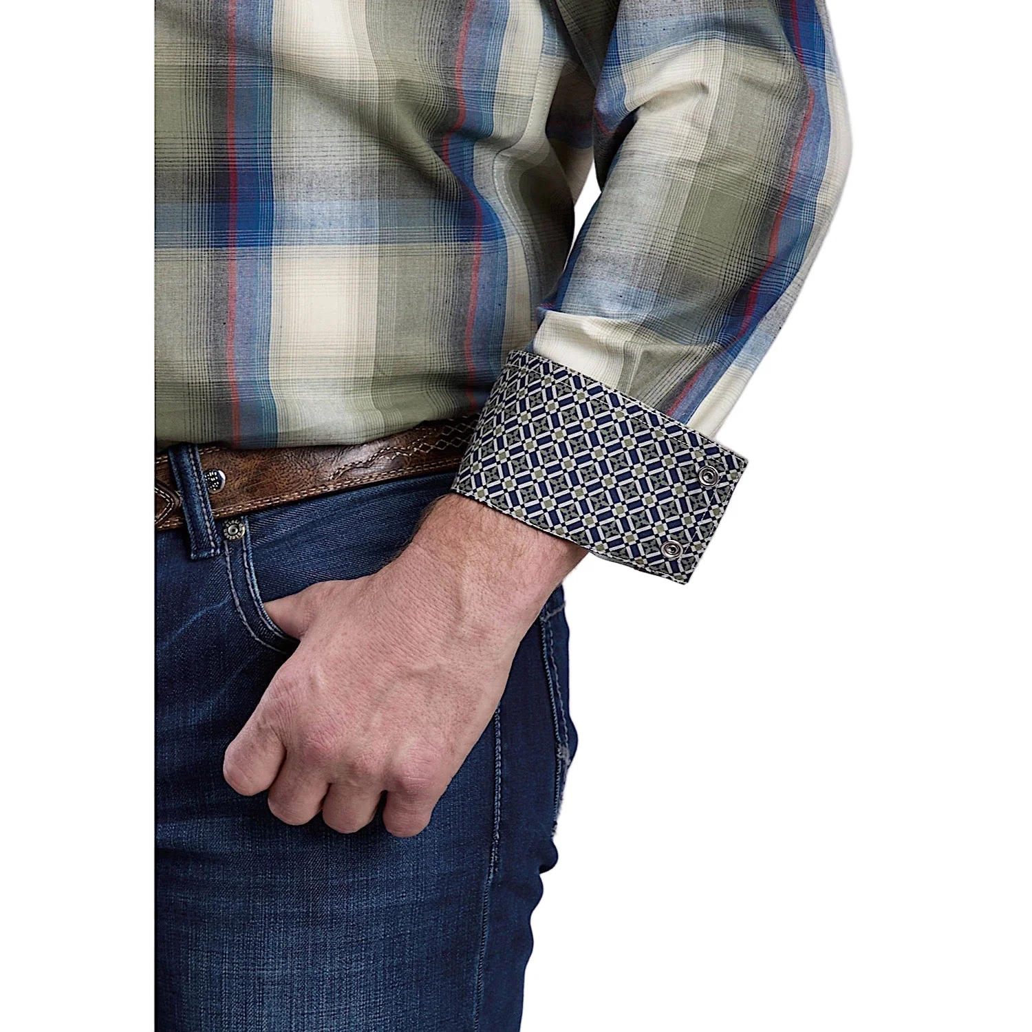 Roper Men's Amarillo Collection Shirt - Evergreen Plaid - Image 2