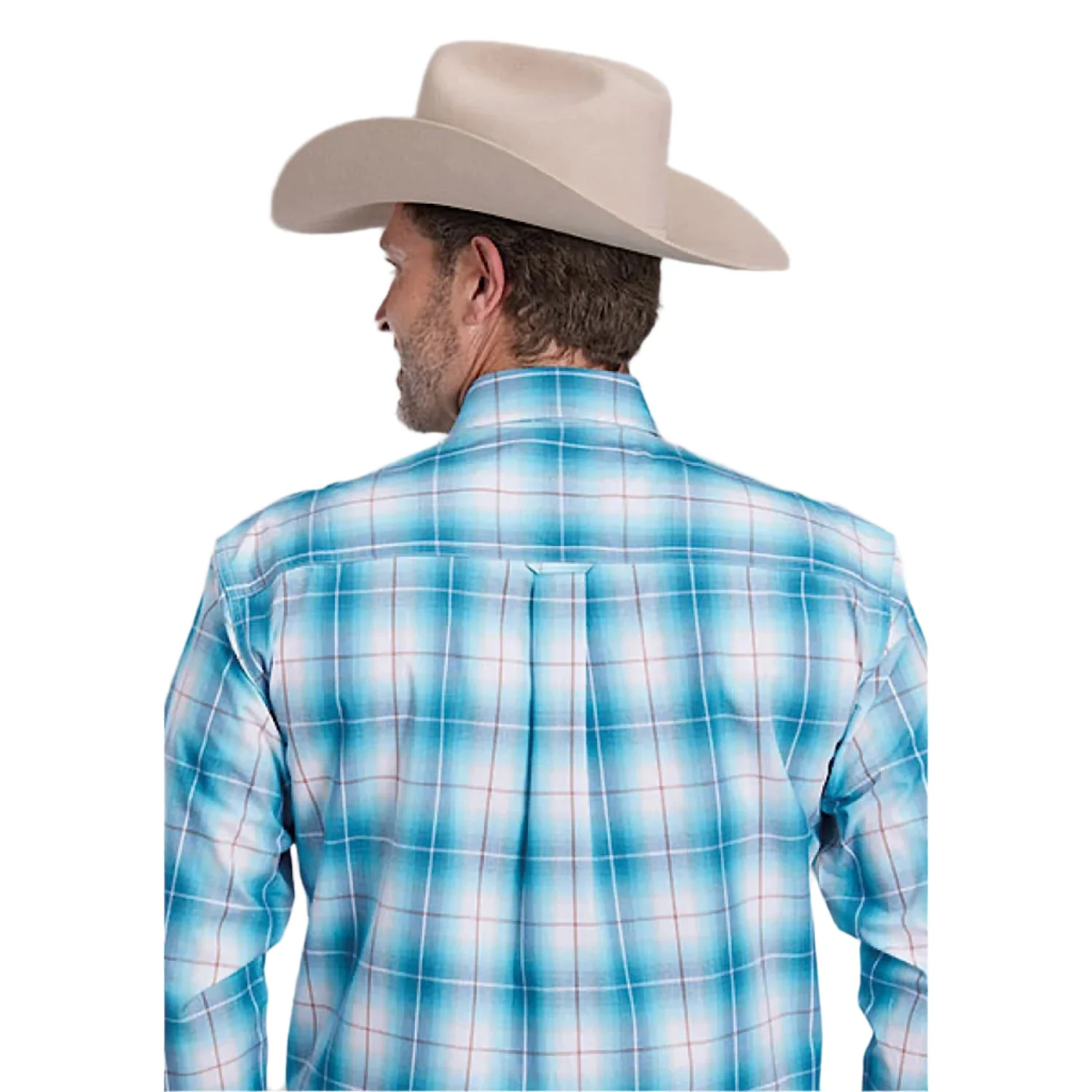 Roper Men's Amarillo Collection Shirt - Plaid Blue - Image 3