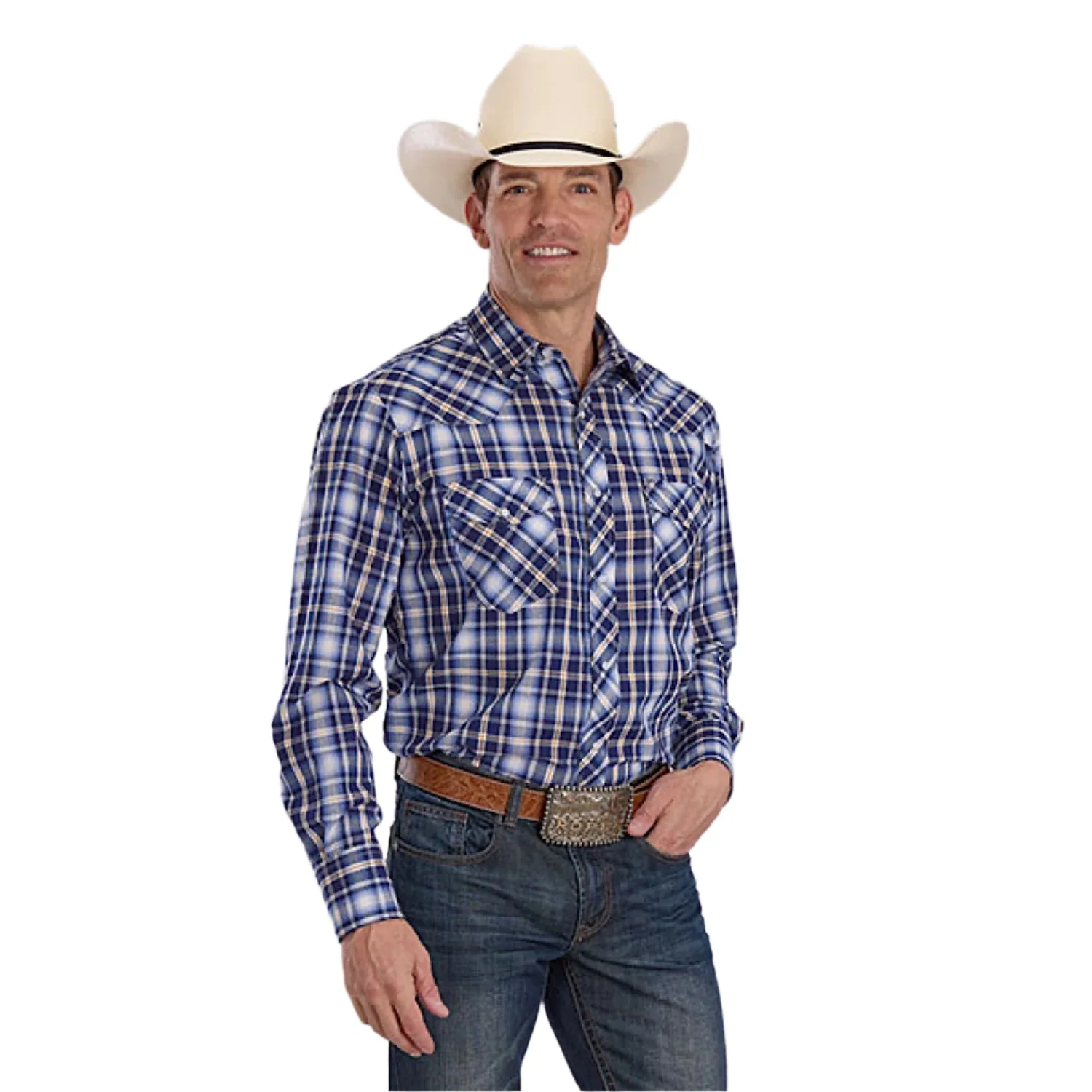 Roper Men's Karman Classic Collection Shirt - Plaid Blue